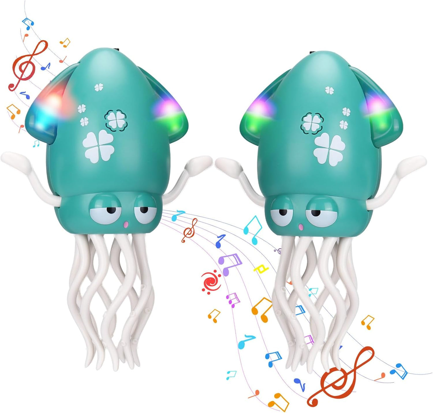 2pcs Magic Electric Dancing Octopus Toy with Led Light and Music,Green