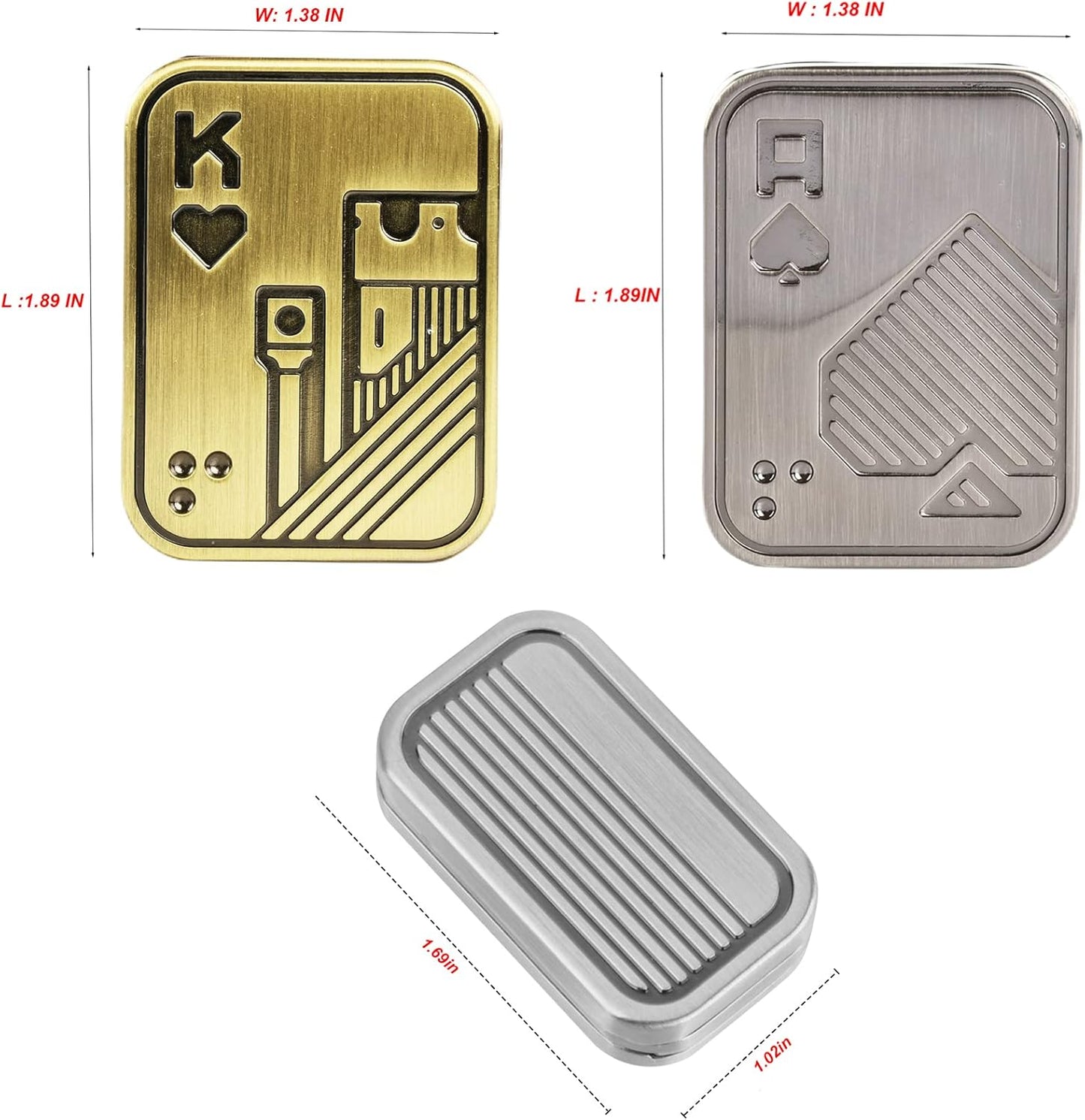 3 Pack Fidget Toys Adults Magnetic Fidget Slider Metal Fidget Toys Magnetic Fidget Slider Toys EDC Fidget Toys for Adults Anxiety Stress Relief Office Desk Toys(Poker Fidget Slider K+A+CP3)