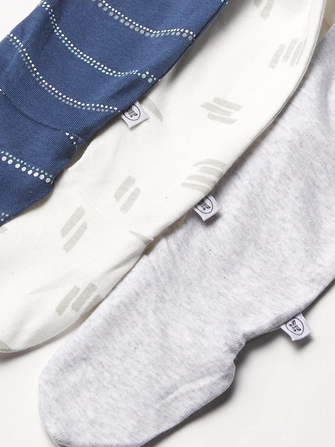 HonestBaby 3-pack Footed Pants Roomy Fit Pull on Bottoms 100% Organic Cotton for Infant Baby Boys, Girls, Unisex