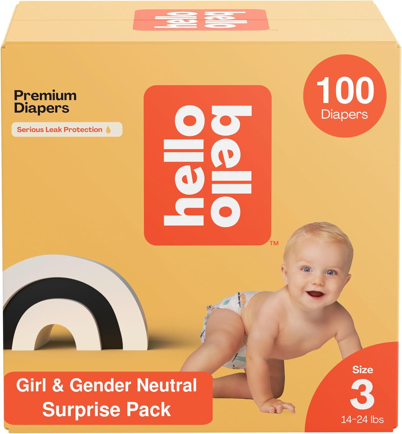 Hello Bello Premium Diapers, Size 3 (14-24 lbs) Surprise Pack for Girls - 100 Count, Hypoallergenic with Soft, Cloth-Like Feel - Assorted Girl & Gender Neutral Patterns