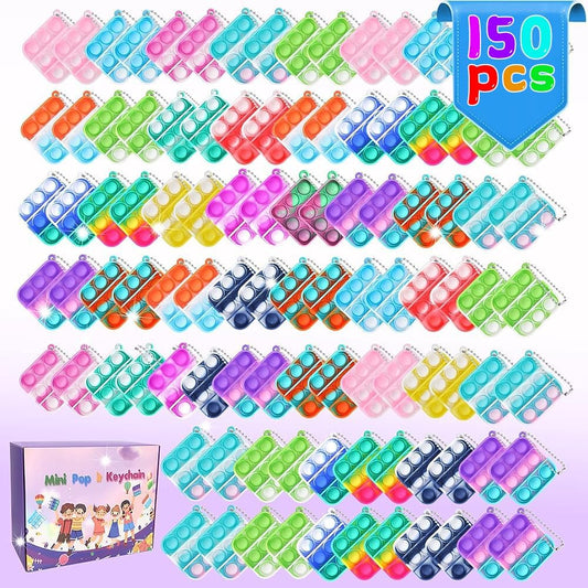 150 PCS Mini Pop Fidget Toys Pack Party Favors, Easter Silicone Squeeze Pop Bubble Fidget Bulk Sensory Toys, Pop Keychain Bubble Toy Party Bag Fillers for Kids, Wrap Pop Toy