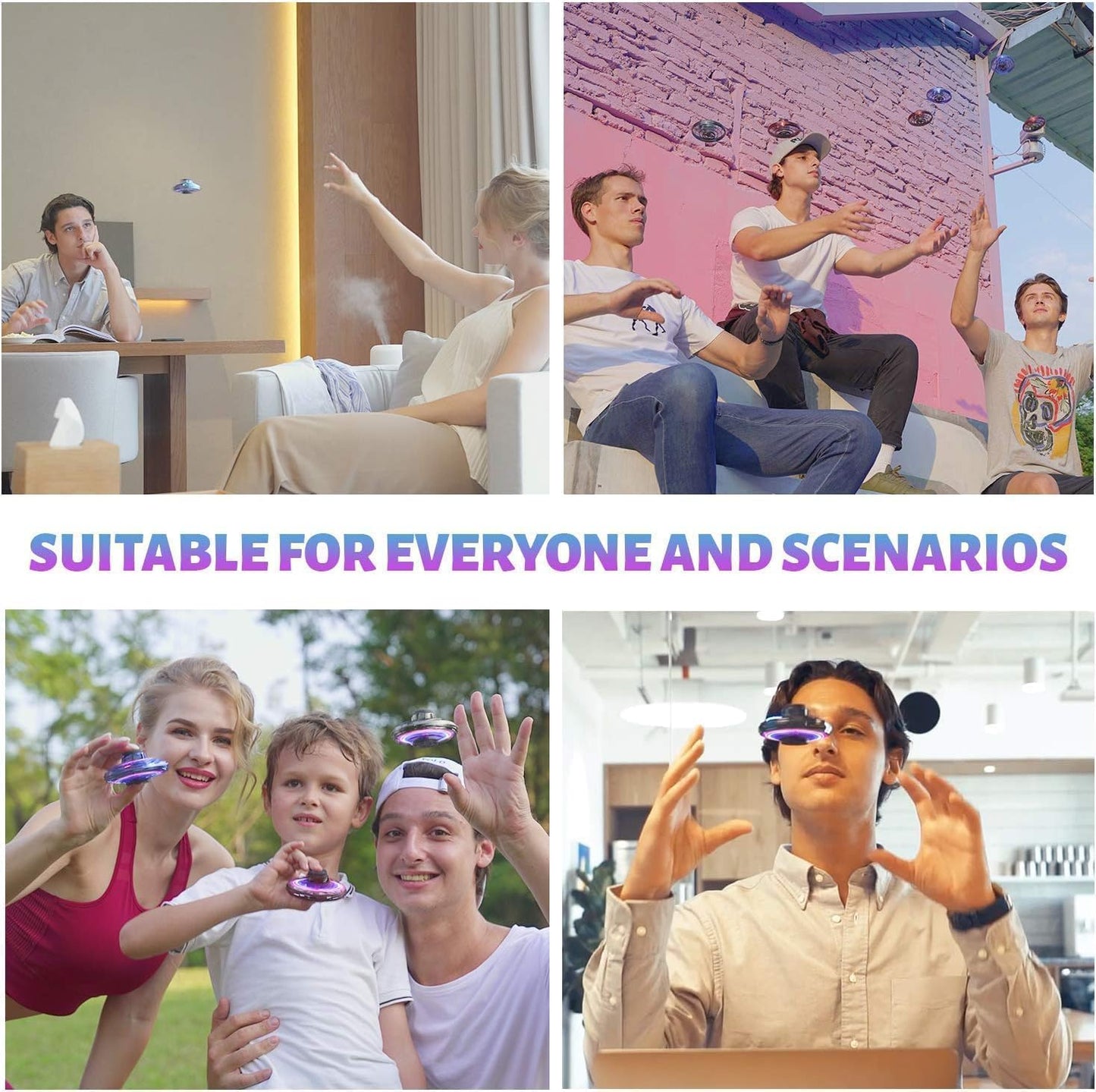 2024 New Flying Spinner Mini Drone Ifly Boomerang Cool Stuff Flying Fidget UFO Toys Exquisite Children's Toys Decompression Toy Delicate Gift Toys for Fidget Spinner Adults Flying Toys (Blue)