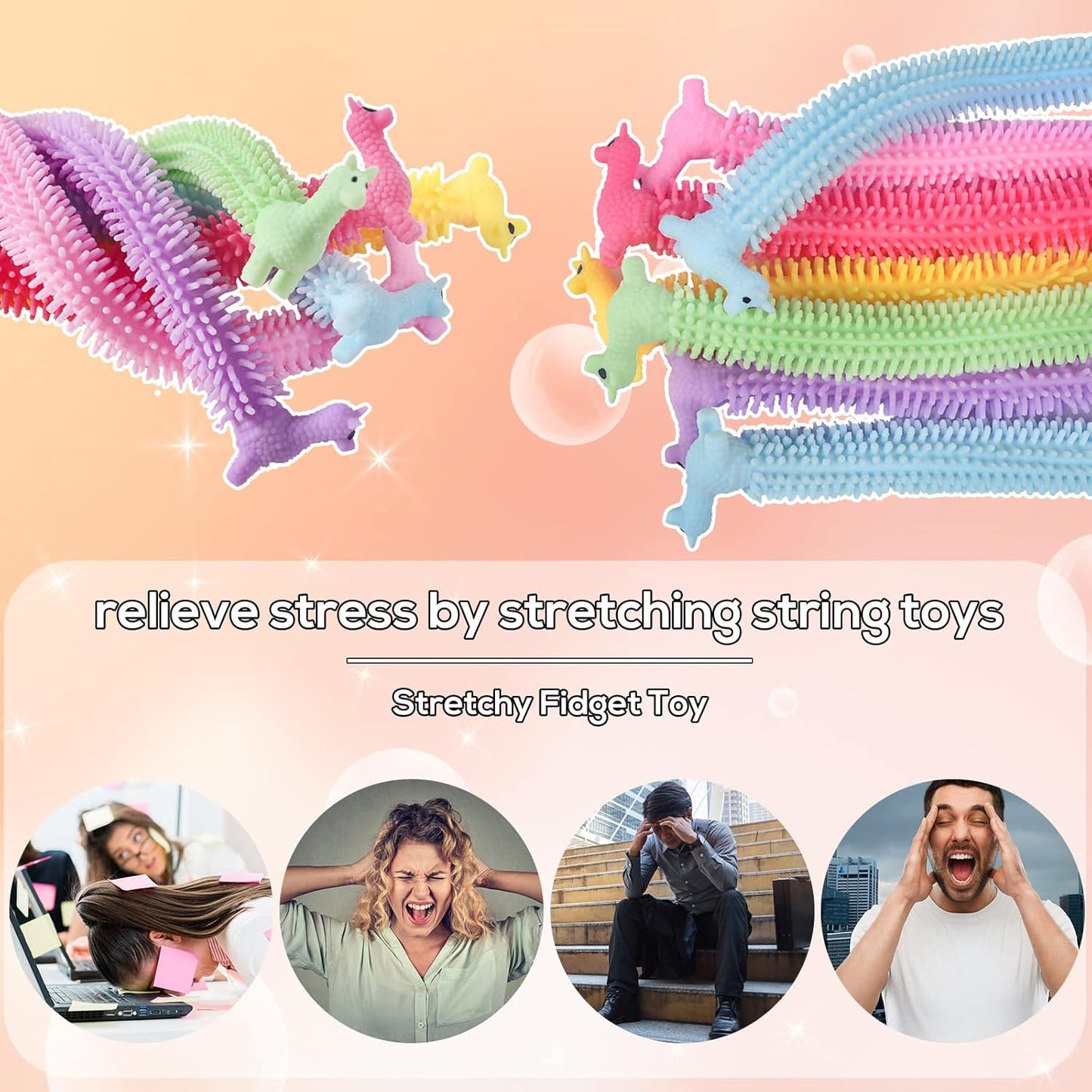 18Pack Stretchy Fidget Toy,Upgraded Sensory String,Colorful Stretchy Strings Fidget Toy for Kids,Adults,Autism,Stress Relief,Strengthen Arms,Build Resistance,Calm and Relax Present