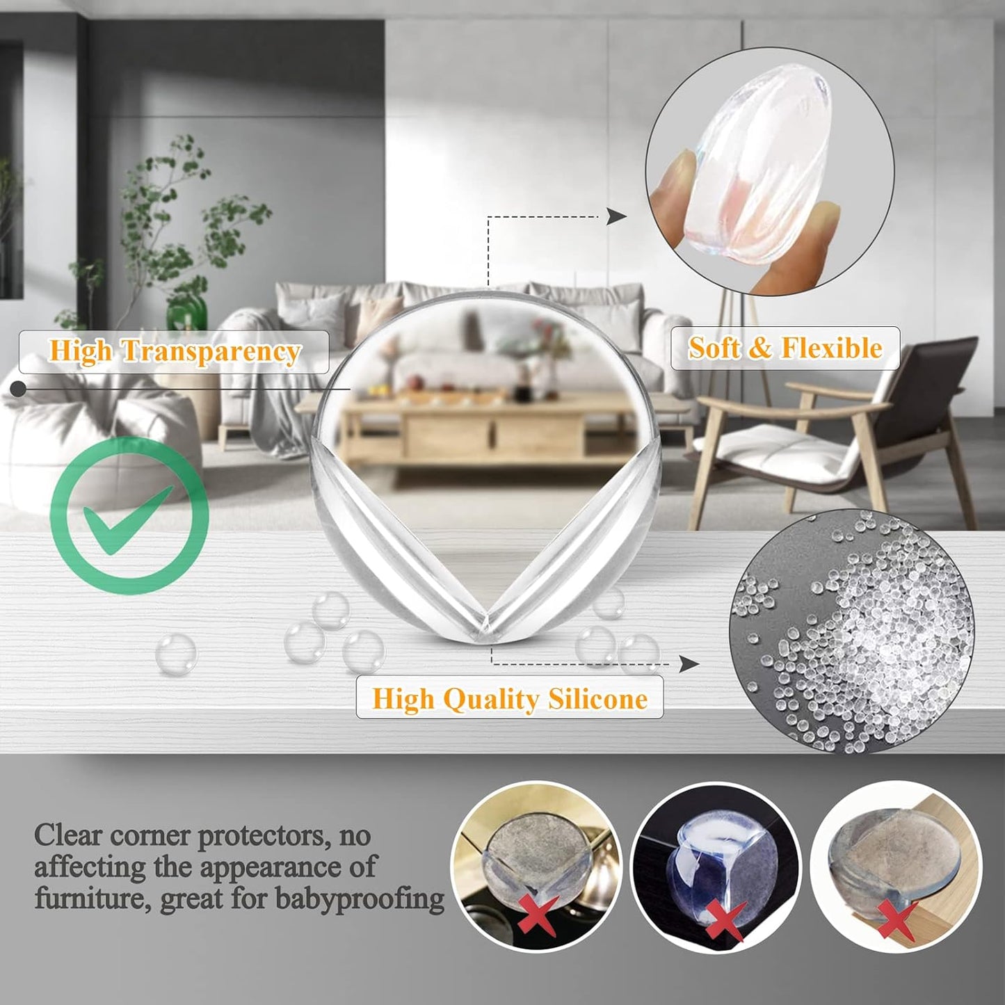 16 Pack Corner Guards Corner Protectors for Baby Clear Furniture Corner & Edge Safety Bumper Table Corner Protectors