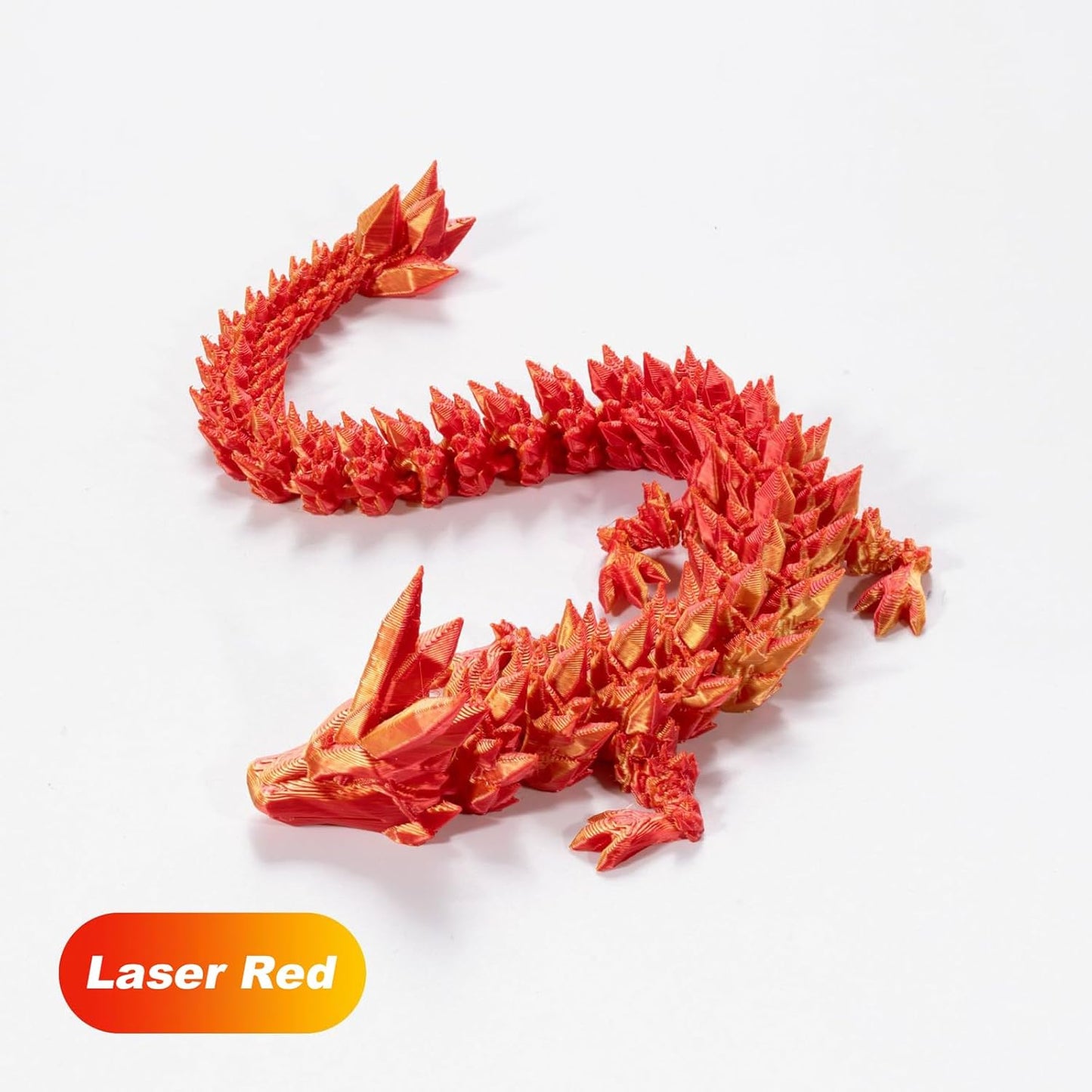 3D Printed Dragon in Egg, Full Articulated Dragon Crystal Dragon with Dragon Egg, Home Office Decor Executive Desk Toys, Adults Fidget Toys for Autism/ADHD (Laser Red, 12")
