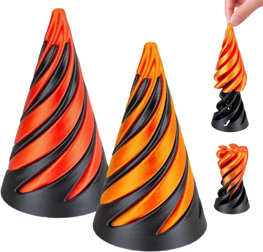 2 PCS Impossible Cone, Spiral Cone Fidget Toy 3D Printed Spiral Fidget Toys Impossible Pyramid Passthrough Sculpture, Mini Cones Pass Through Pyramid Fidget Toy (Random Color)