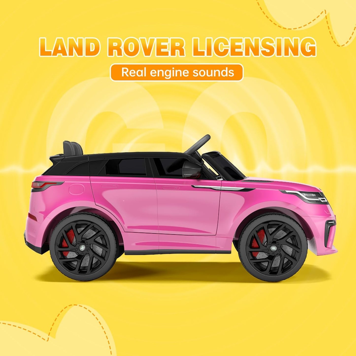 Hetoy Kids Ride On Car with Remote, Licensed Land Rover Kids Electric Car, Ride On Toys for Kids 3-8 with Mp3 Player, Rocking, Pull Rod, Pink