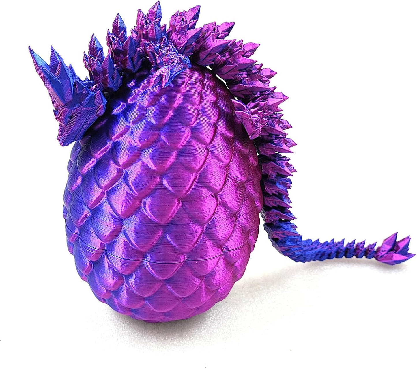 3D Printed Dragon in Egg with Dragon Inside,Dragon Surprise Egg,Flexible Joints Home Office Dragon Decor Executive Desk Toys for Autism/ADHD,Crystal Dragon Eggs Fidget Toy (Laser Purple)
