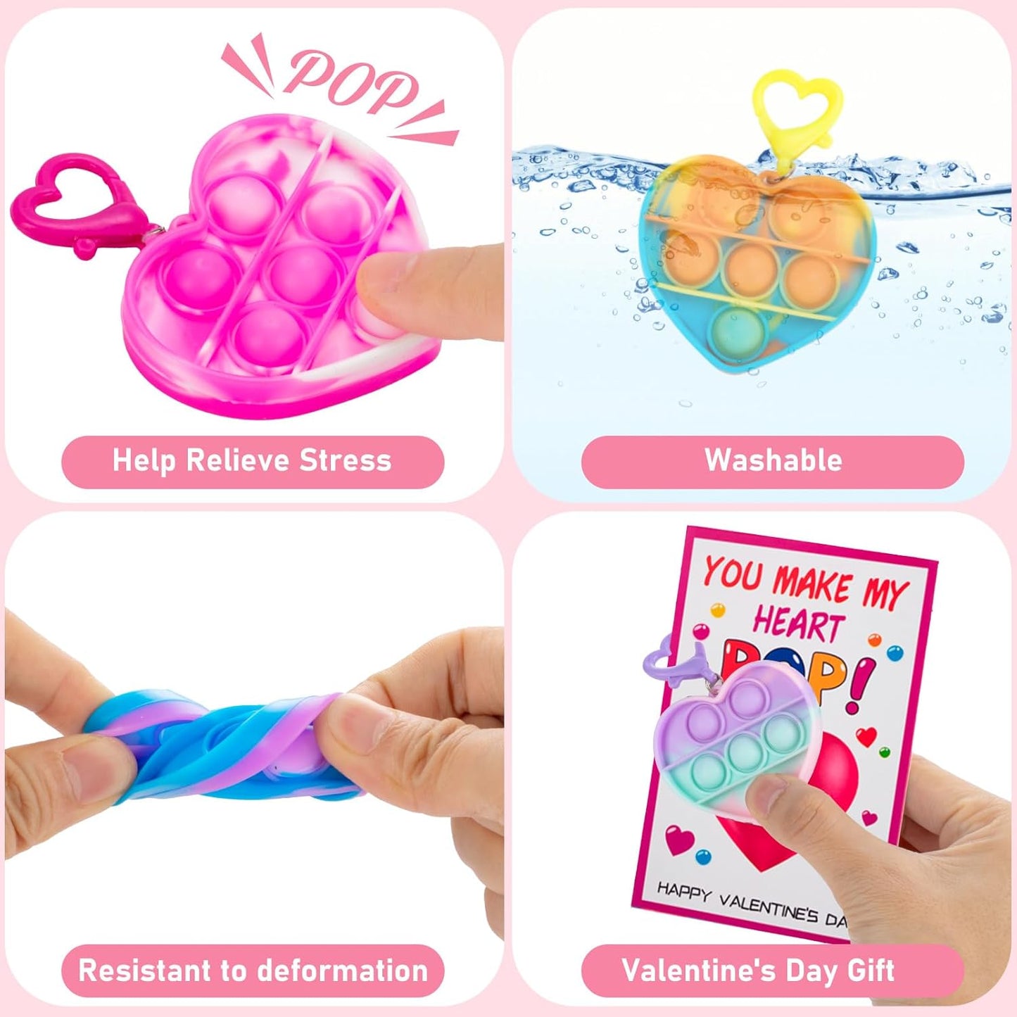 28PCS Mini Pop Bubble Fidget Sensory Toys Party Favors for Kids, Small Silicone Pop Keychain Bulk Toys, Classroom Student Prizes Easter Basket Goodie Bag Stuffers Christmas Valentine Gift for Kid