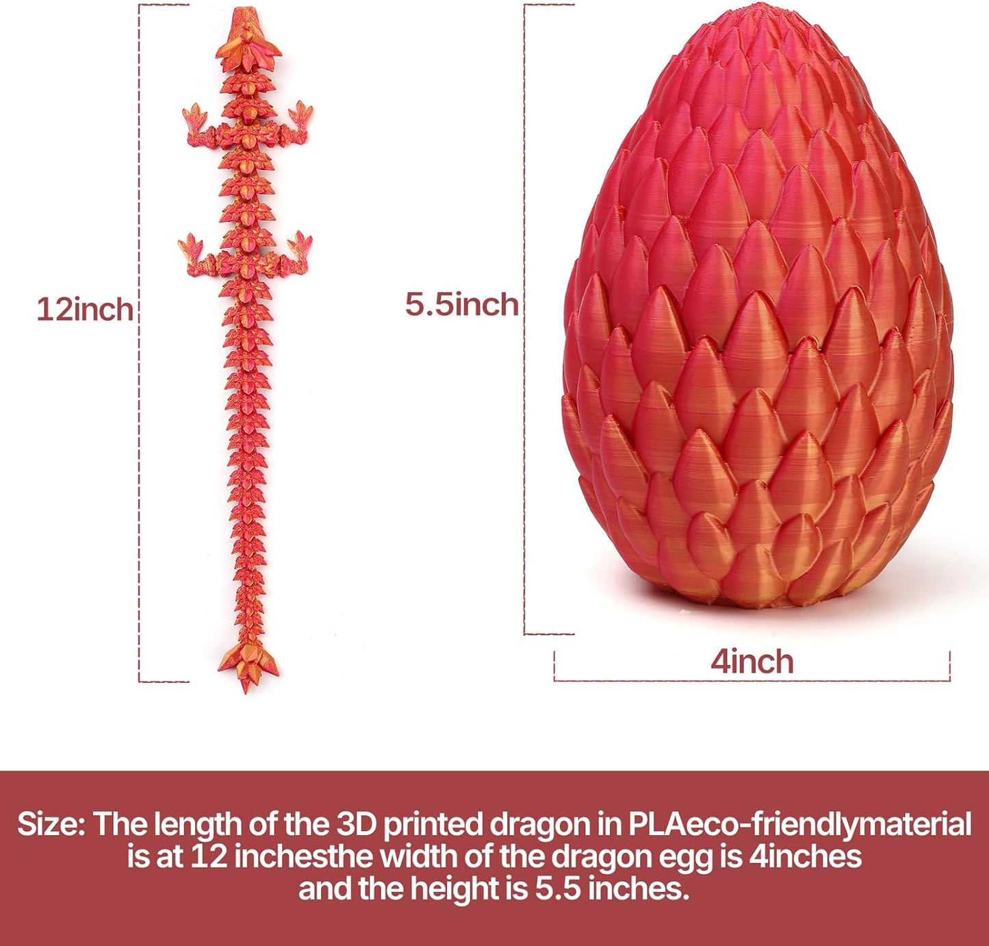 3D Printed Dragon Toy 12" Crystal Dragon Fidget Executive Desk Dragon Egg