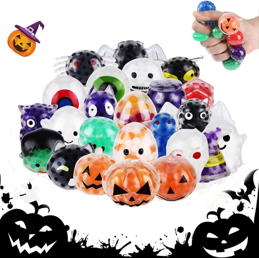 24PCS Halloween Stress Balls,Squishy Fidget Ball Toys,Bulk Stress Relief Sensory Stress Ball for Halloween Party Favors,Trick or Treat Goodie Bag Fillers,Birthday Gift