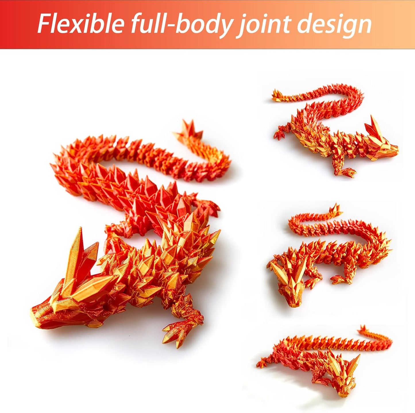 15 inches Dragon with Egg, Red Dragon Toy,Articulated Crystal Dragon,Fidget Toy Cool