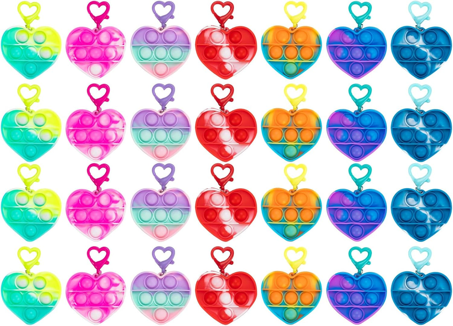 28PCS Mini Pop Bubble Fidget Sensory Toys Party Favors for Kids, Small Silicone Pop Keychain Bulk Toys, Classroom Student Prizes Easter Basket Goodie Bag Stuffers Christmas Valentine Gift for Kid