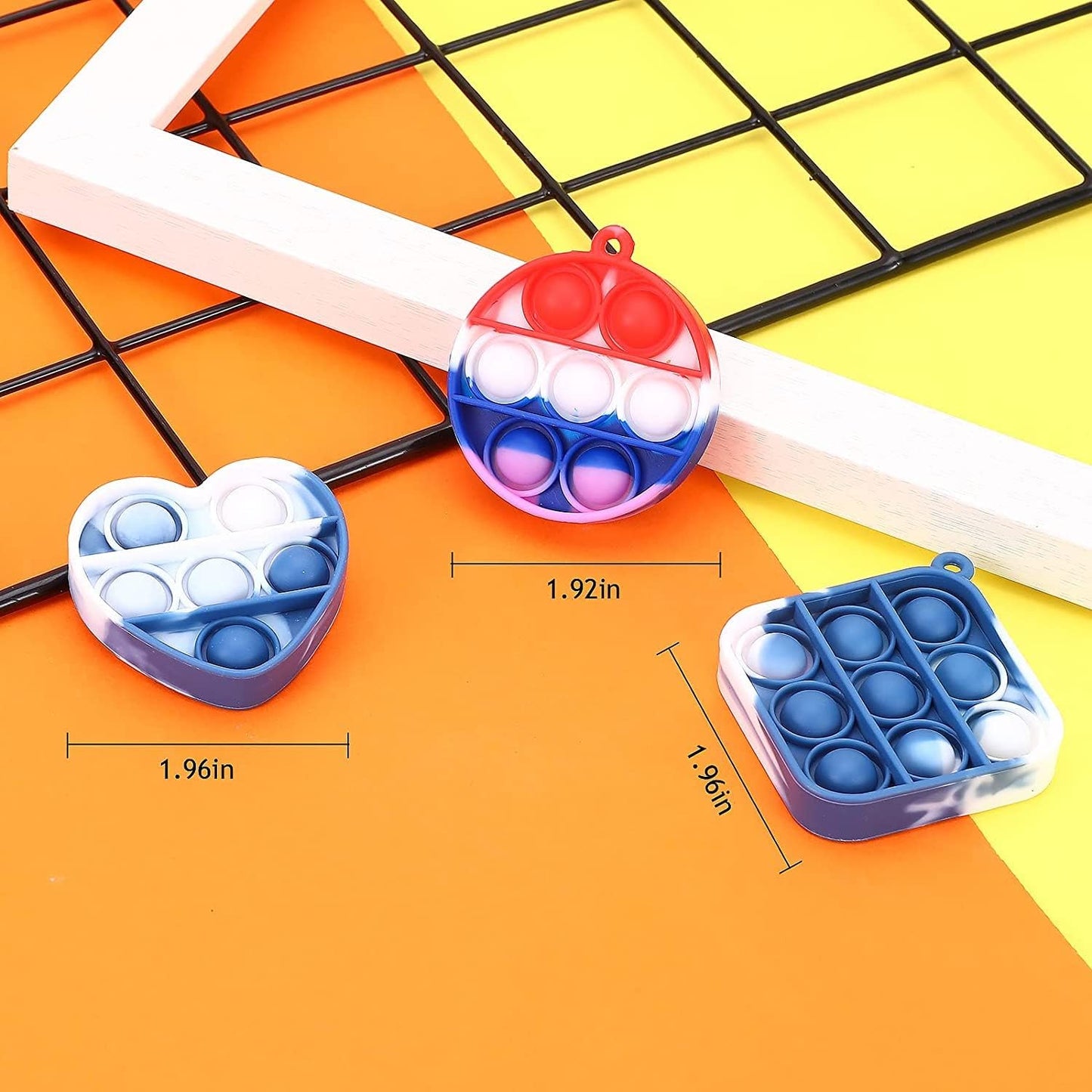 300 pcs Random Color Mini Squeeze Pop Bubble Fidget Sensory Toys, Mini Keychain Wrap Small Relieve Anxiety Stress Toy, Pop Bulk Silicone Classroom Prize for Kids Adult Party Gift