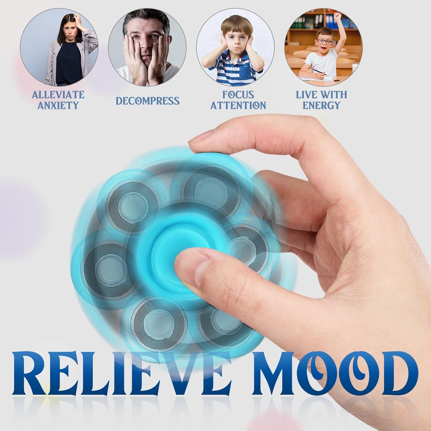 18 Pcs Fidget Spinner Toy Hand Fidget Spinner Bulk Sensory Fidget Toy Adults Fidget Spinners for Adults Kids Party Favors Classroom Prizes Gift Bag Fillers Fidget Relief Toys, 6 Colors