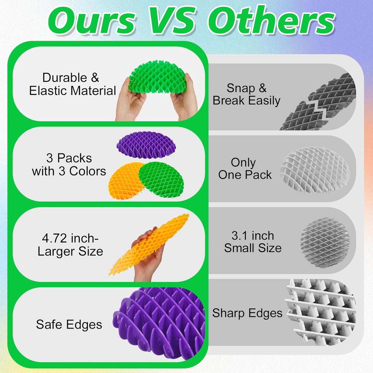 3 PCS Fidget Worm Toy Large Size, Release Anxiety Toy, Sensory Toys, High Elastic Plastic Material Gift for Kids Adults with Autism