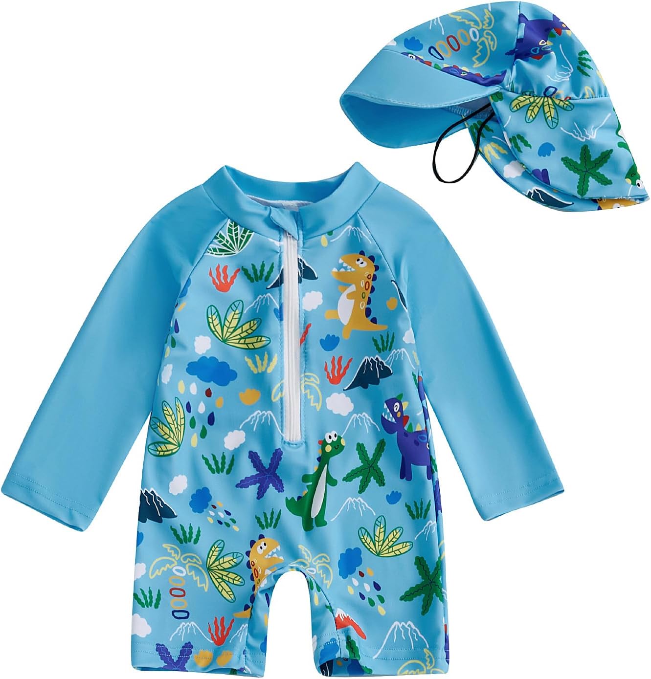 Hnyenmcko Baby/Toddler Boy Rash Guard Swimsuit Long Sleeve One Piece Zipper Swimwear Sunsuit Infant Bathing Suit Beachwear