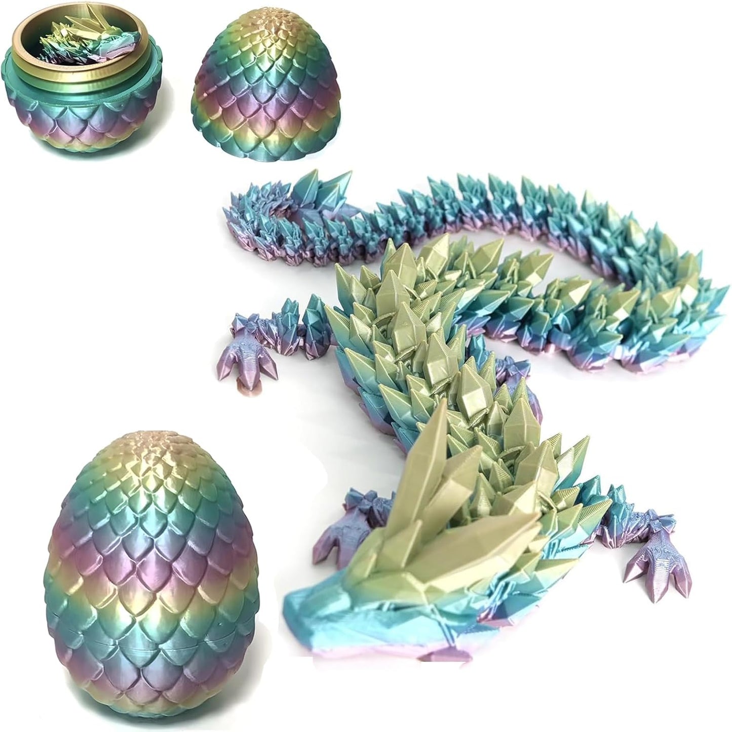 3D Printed Dragon Egg,Mystery Crystal Dragon Fidget Toys,Articulated Dragon,Home Desk Decor Easter Surprise Dinosaur Eggs,Adults Fidget Toys for Autism/ADHD