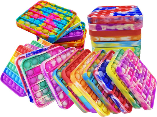 24 Pcs Pop Bubble Fidget Toys for Party Favors, Stress Relief Pressure Relieving Toys for Kids, Pop Bulk Toddler Toy for Birthday Christmas Valentine Gifts and Classroom Prizes