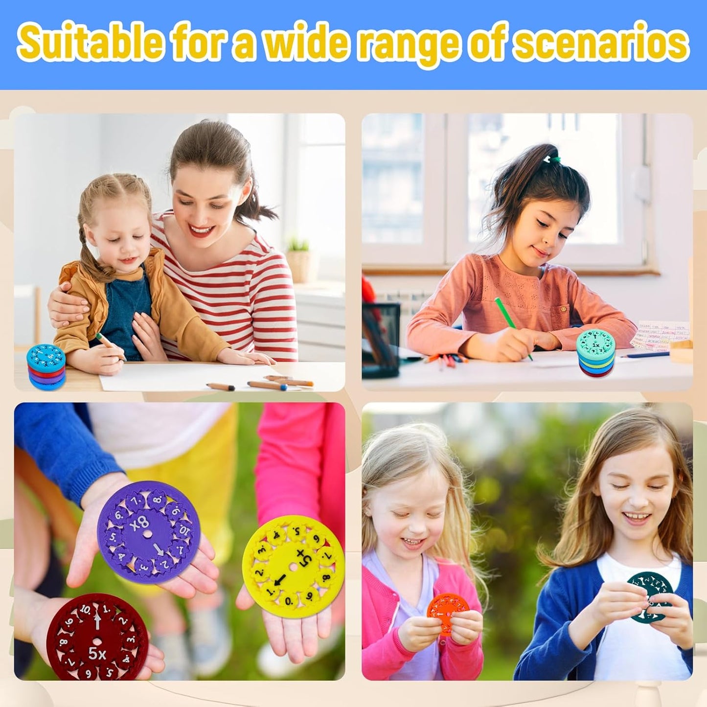 18 Pcs Math Fidget Spinners Toy for Kids, Perfect for Learning Add Subtract Multiplication Division with The Math Spinners, 3D Printing Math Fact Fidget Spinners Prize Toys for Kids Classroom (18pcs)