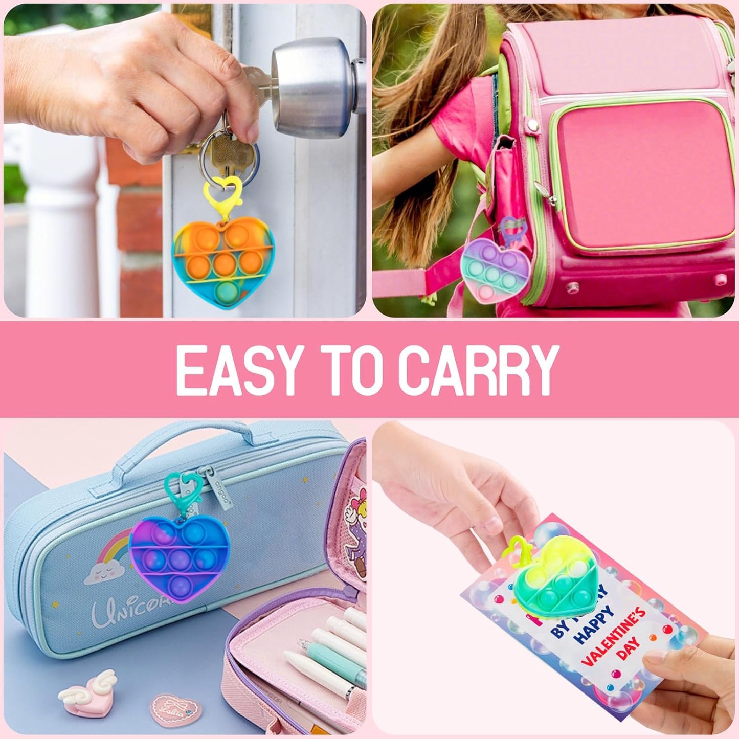 28PCS Mini Pop Bubble Fidget Sensory Toys Party Favors for Kids, Small Silicone Pop Keychain Bulk Toys, Classroom Student Prizes Easter Basket Goodie Bag Stuffers Christmas Valentine Gift for Kid