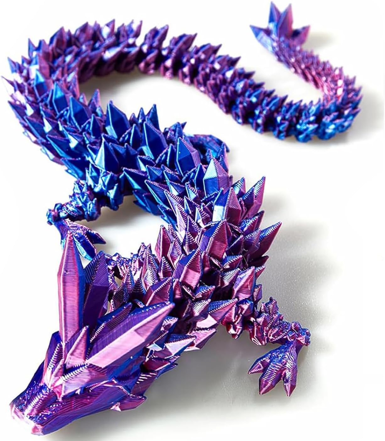 12inch 3D Printed Dragon Egg,Mystery Crystal Dragon Fidget Toys,Articulated Dragon,Home Desk Decor Easter Surprise Dinosaur Eggs,Adults Fidget Toys for Autism/ADHD (Laser Purple)