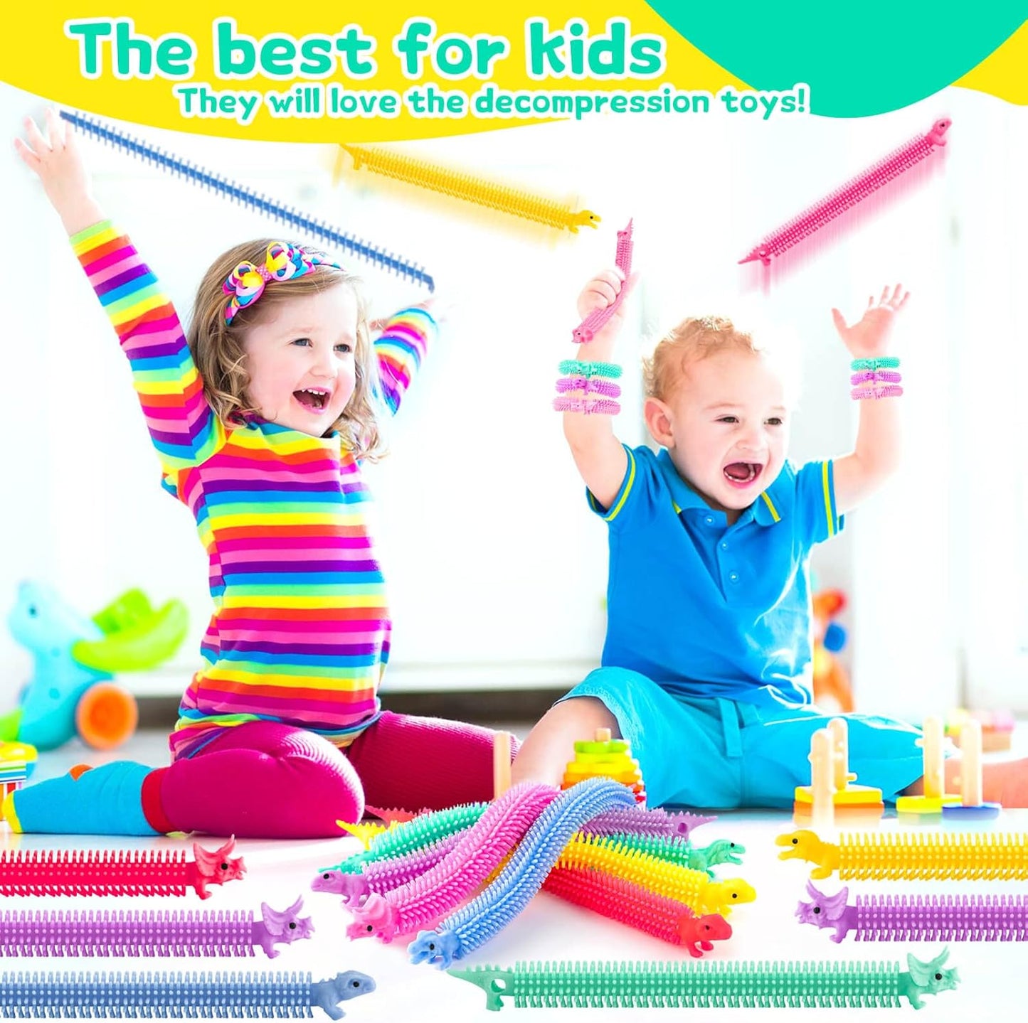 21Pcs Stretchy String Fidget Toys, Stretchy Fidget Toy Colorful Stretchy Strings Bulk, for Halloween Christmas Children's Party Favors Gifts