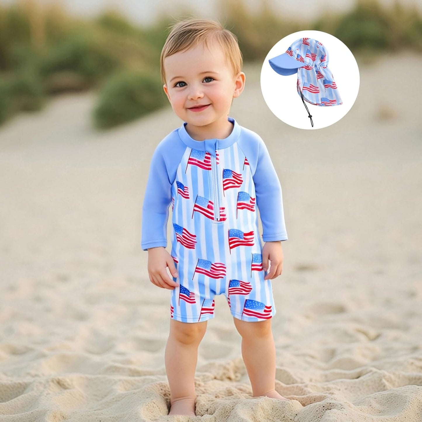 Hnyenmcko Baby/Toddler Boy Rash Guard Swimsuit Long Sleeve One Piece Zipper Swimwear Sunsuit Infant Bathing Suit Beachwear