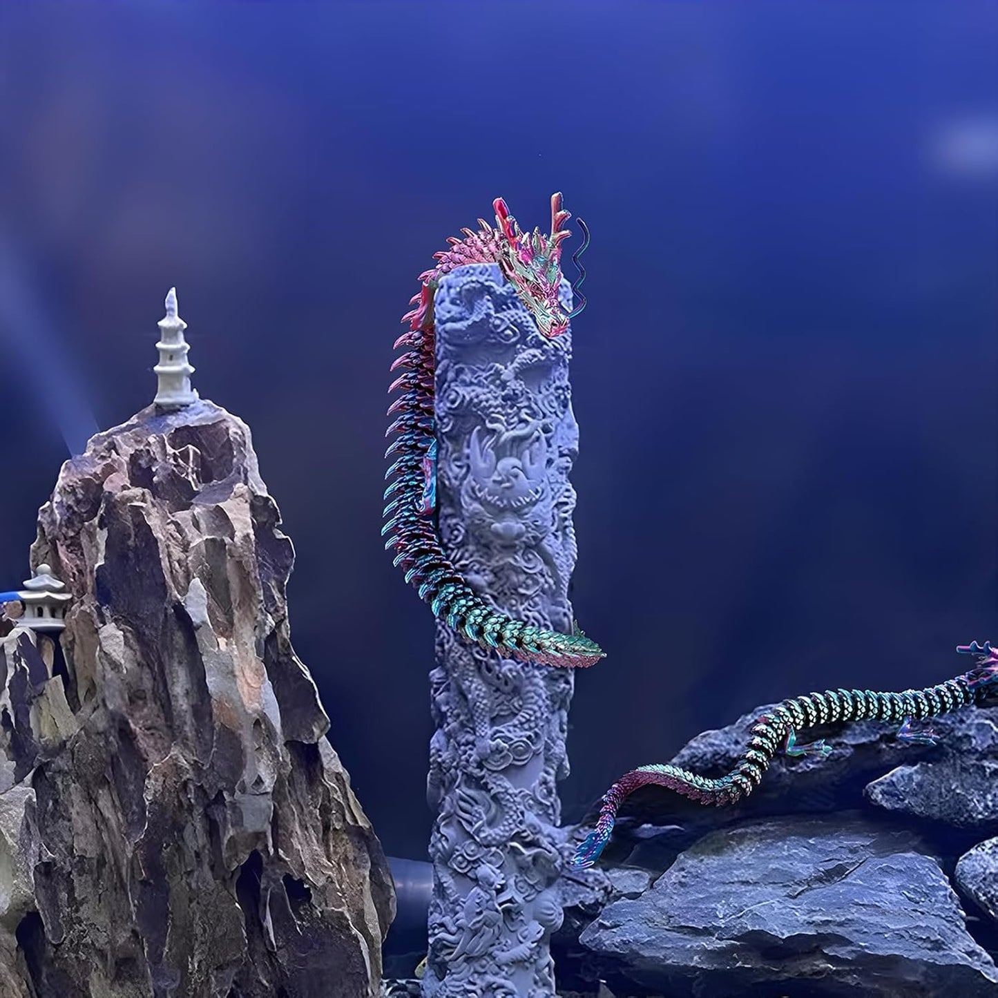 3D Printed Dragon Fidget Toy, 18in Surprise Mystery Dragon, Crystal Dragon Fidget Toy, Articulated Pye Dragon Fish/Display Cabinet/Home/Office Desktop Decor (Green)