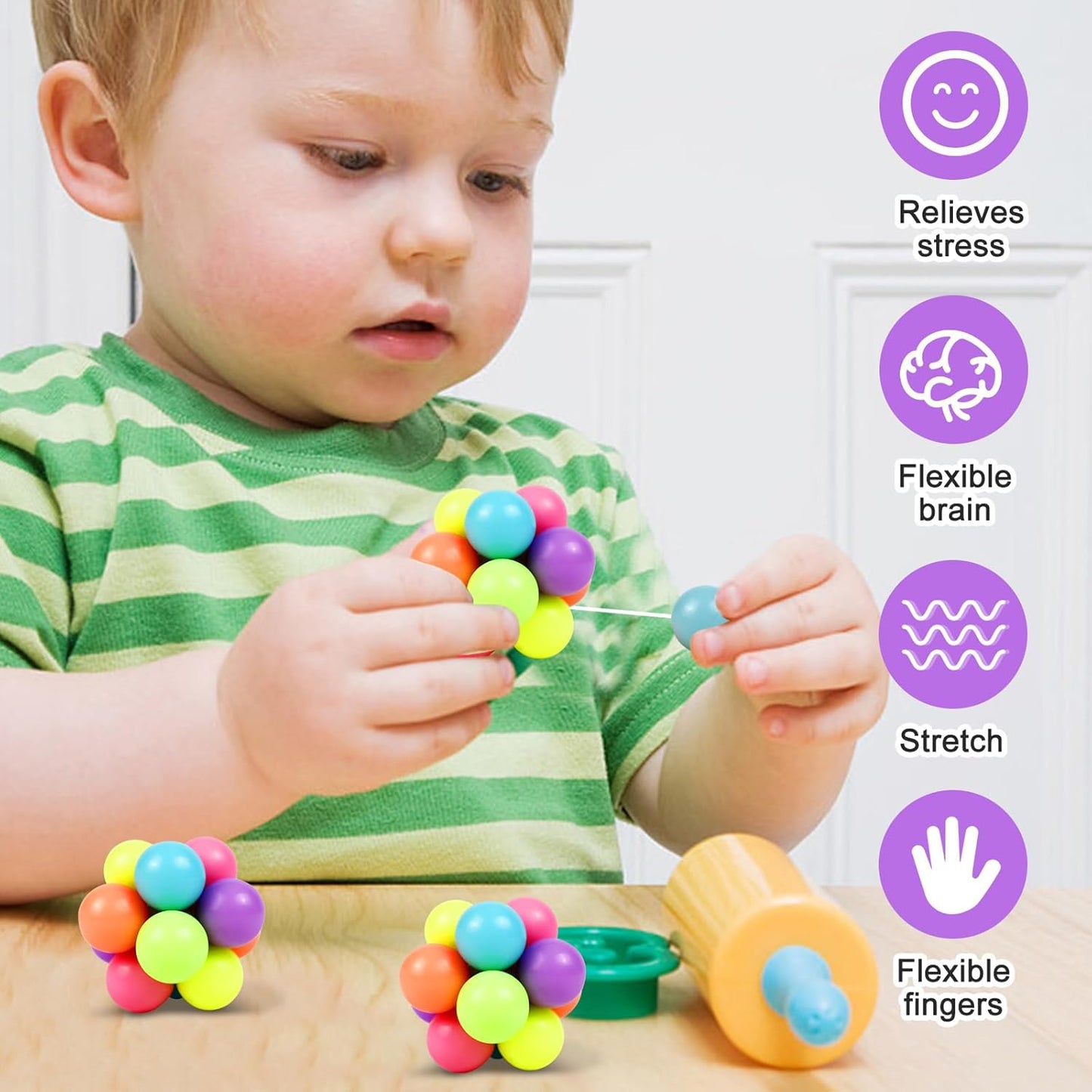 2Pcs Autism Sensory Toys for Autistic, Stress Relief Sensory Toys for Adults and Kids, Stress Balls Fidget Ball, ADHD Quiet Fidgets Toys for Kids Holiday Party Stuffed