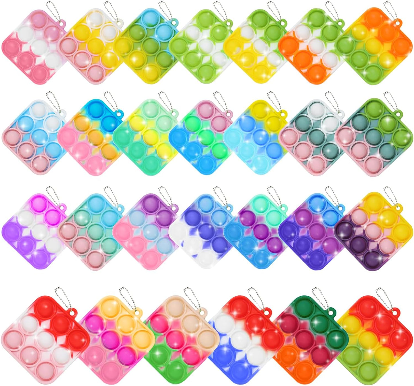 30PCS Party Favors for Kids,Bulk Fidget Toys, Birthday Party Toys, Small Classroom Prizes Box Fidgets Toys for Kids Toddlers Adult, Goodie Bag Stuffers, Treasure Chest, Bubbles Poppers (Square)