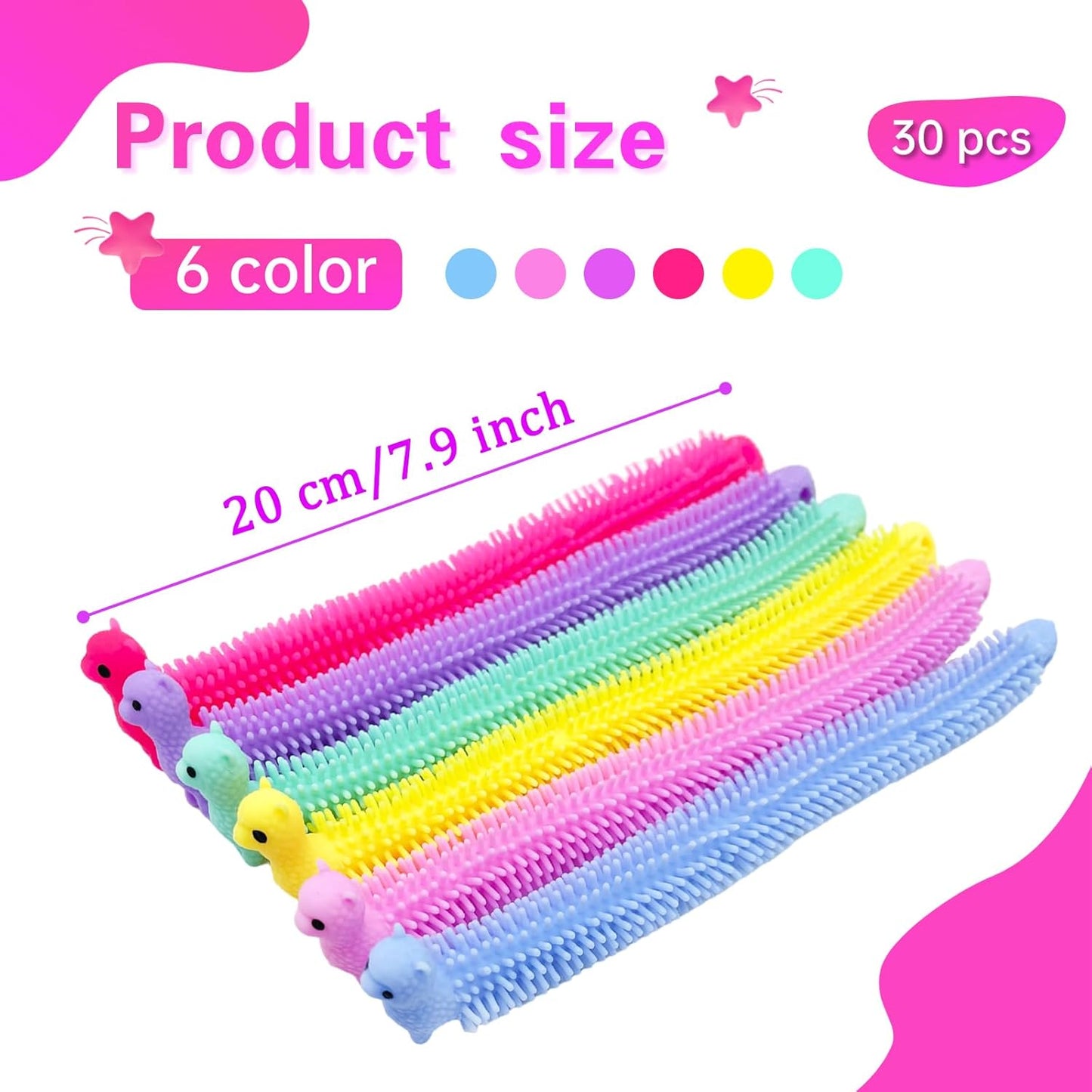 30pcs Alpaca Stretchy Fidget Toy,Stretchy String Fidgets Sensory Toys,Stretchy Strings Worm Toy for Children,Kids or Adults Relief Anxiety Relaxing Stress Party Favors Valentine Day Gifts