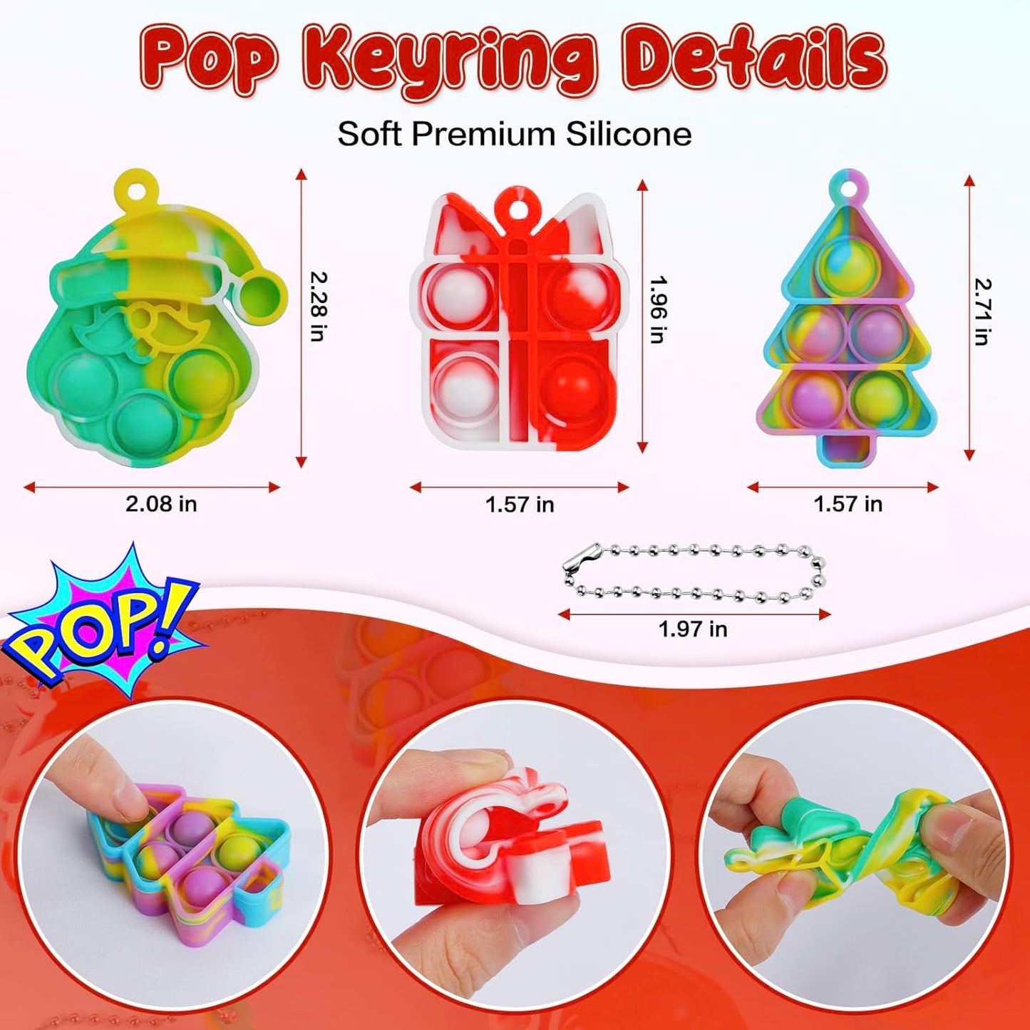 24 Pack Christmas Mini Pop Fidget Toy Pack for Kids Girls Boys Toddlers Christmas Stocking Stuffers Party Favors Gifts Stress Relief