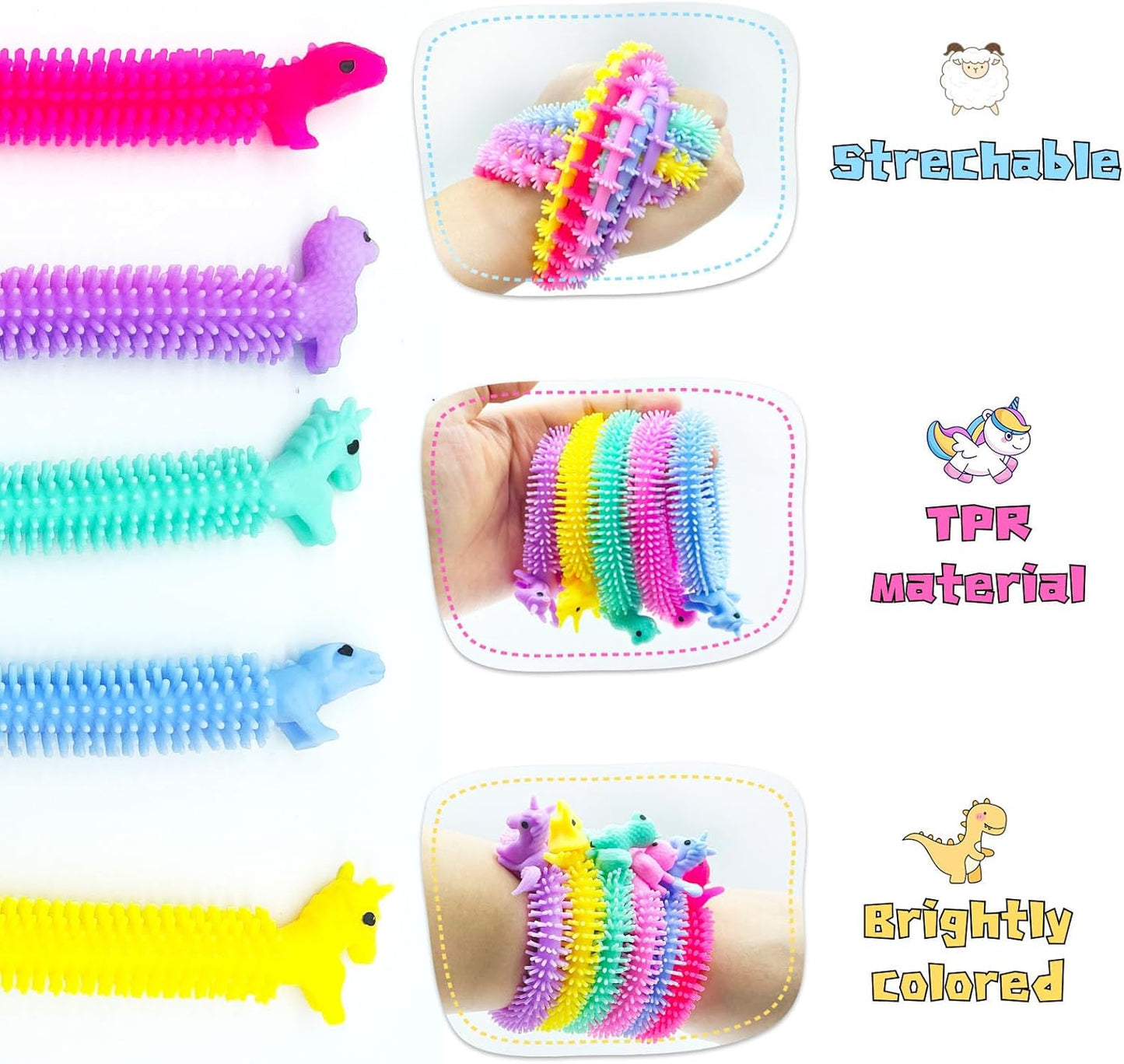 30 PCS Stretchy Fidget Toy,Sensory Fidget Worm Stretch Toys,Muticolor Stretchy Strings Toy for Stress Relief, Valentine's Day Easter Day Gift,Kids or Adults,Boys,Girls,Calming Party Favors