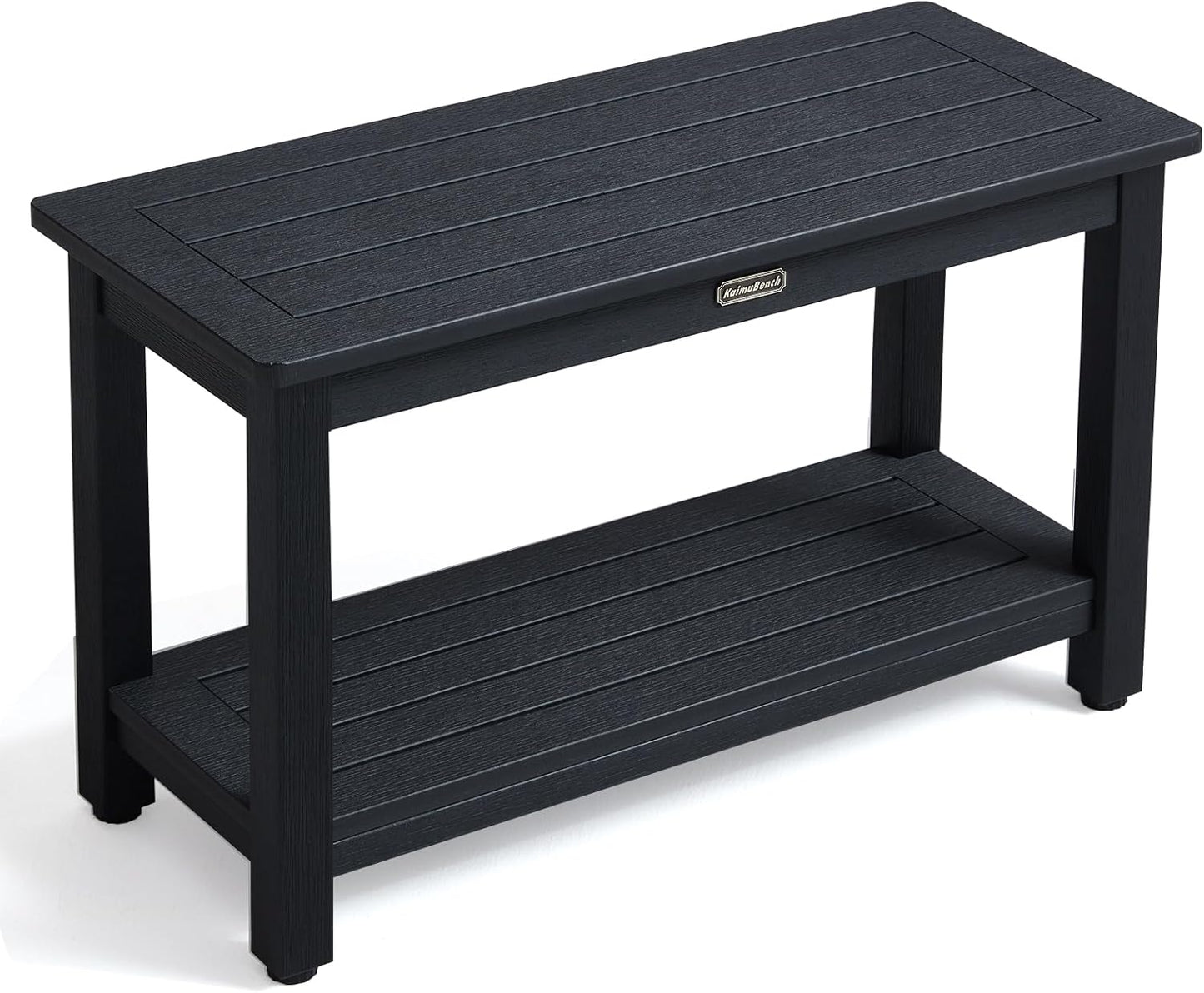 30'' Waterproof Shower Stool, Poly Lumber Shower Bench Seat for Shaving Legs, HDPS Plastic Bath Chair Seat, Non-Slip & No Maintenance, Black, Weight Capacity 700LBS (30 x 13 Inches)