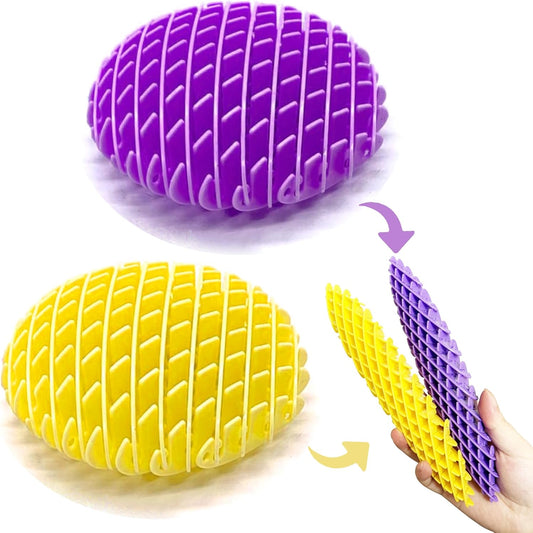 2pcs Fidget Worm Toy 3D Printing Fidget Toys Range Squeeze Toys Designed for Calming Sensory Play and Focus 4 Inches (Yellow and Purple Set), Small