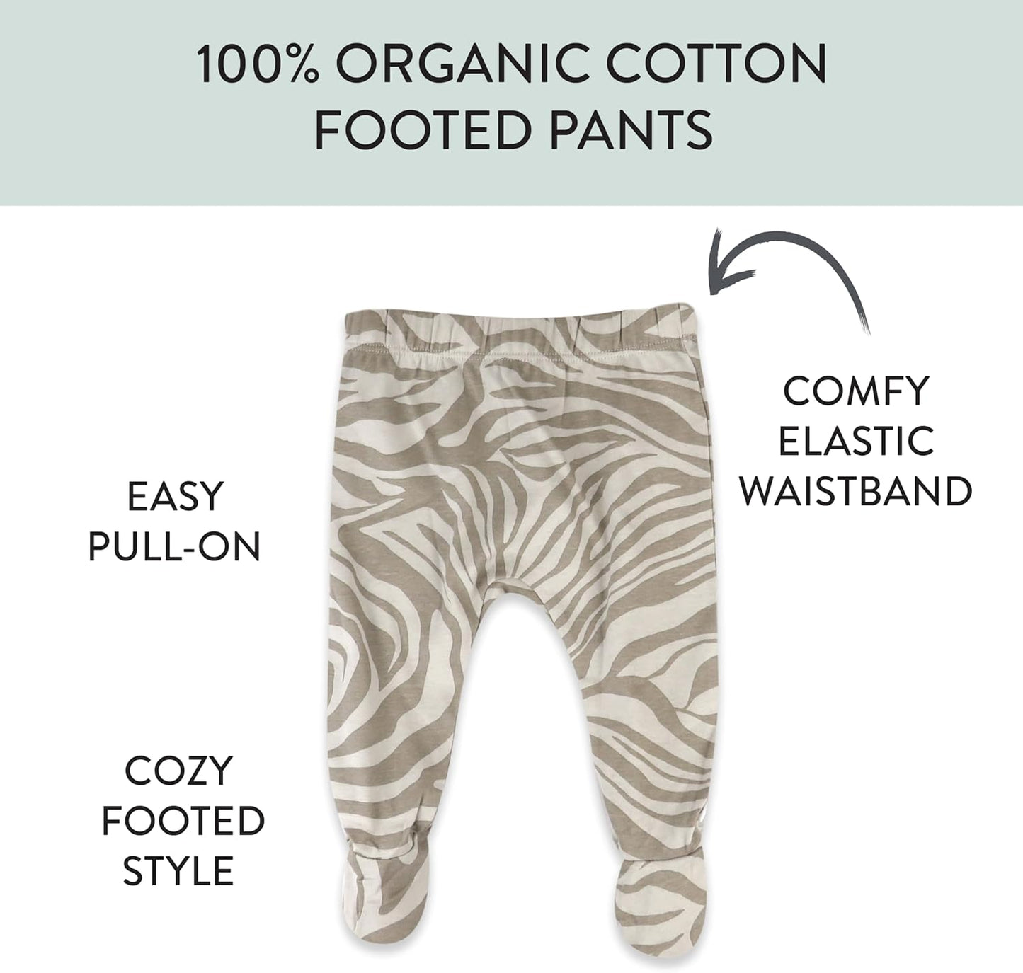 HonestBaby 3-pack Footed Pants Roomy Fit Pull on Bottoms 100% Organic Cotton for Infant Baby Boys, Girls, Unisex