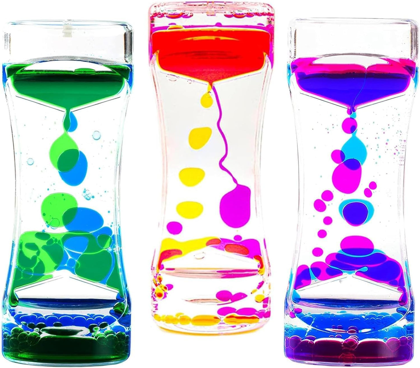 3 Pack Calming Liquid Motion Bubbler, Hourglass Type Bubbler Timer Sensory Toys for Children with Autism Toys for Children and Adults with Autism and Anxiety Relax and Calm Down School Office Toys