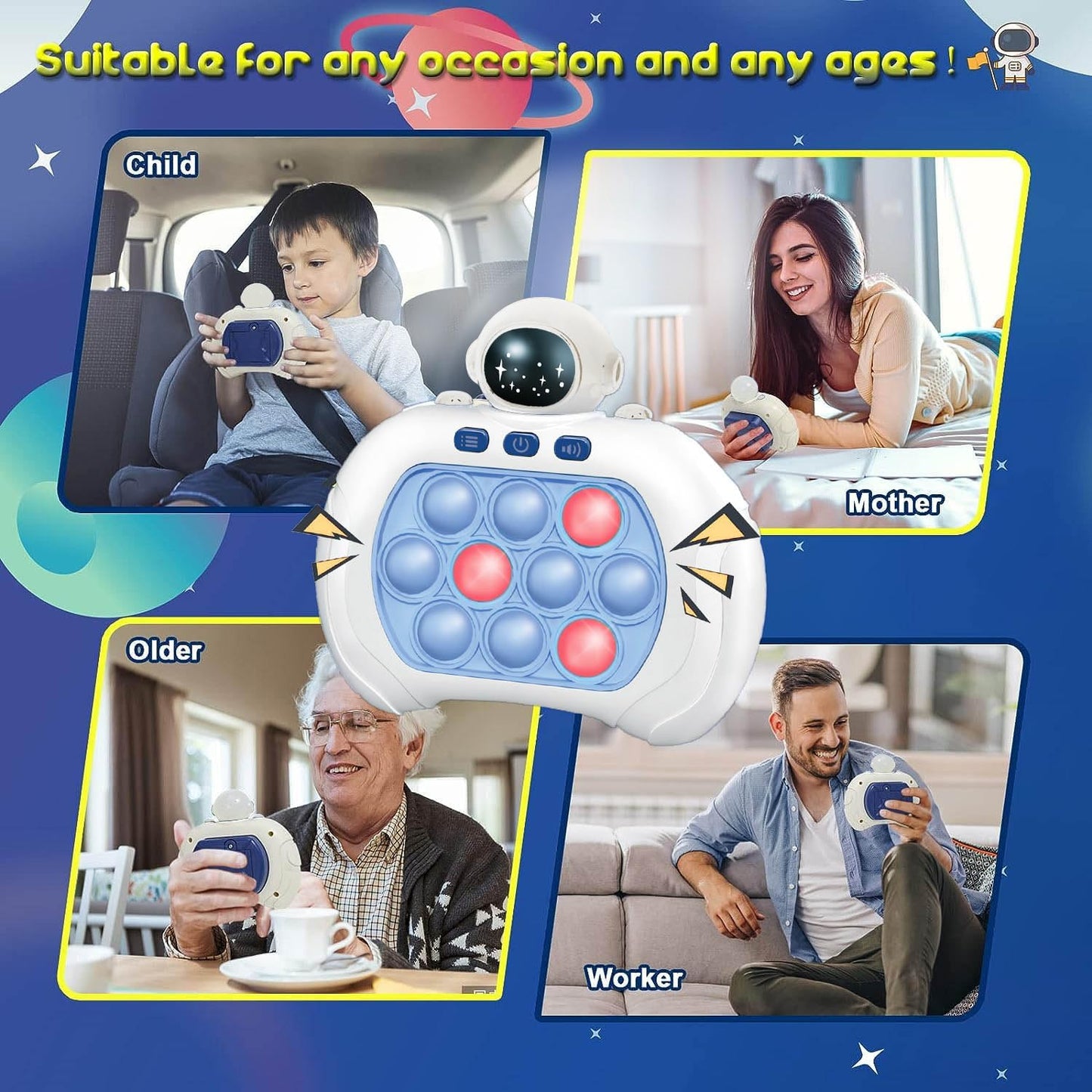 Handheld Game for Kids, Fast Push Game Fidget Toys Quick Press Bubble Game Console, Puzzle Game Machine, Light up Toys and Games Kids Toys for Ages 3-12, Birthday Gift for Boys Girls Back to School