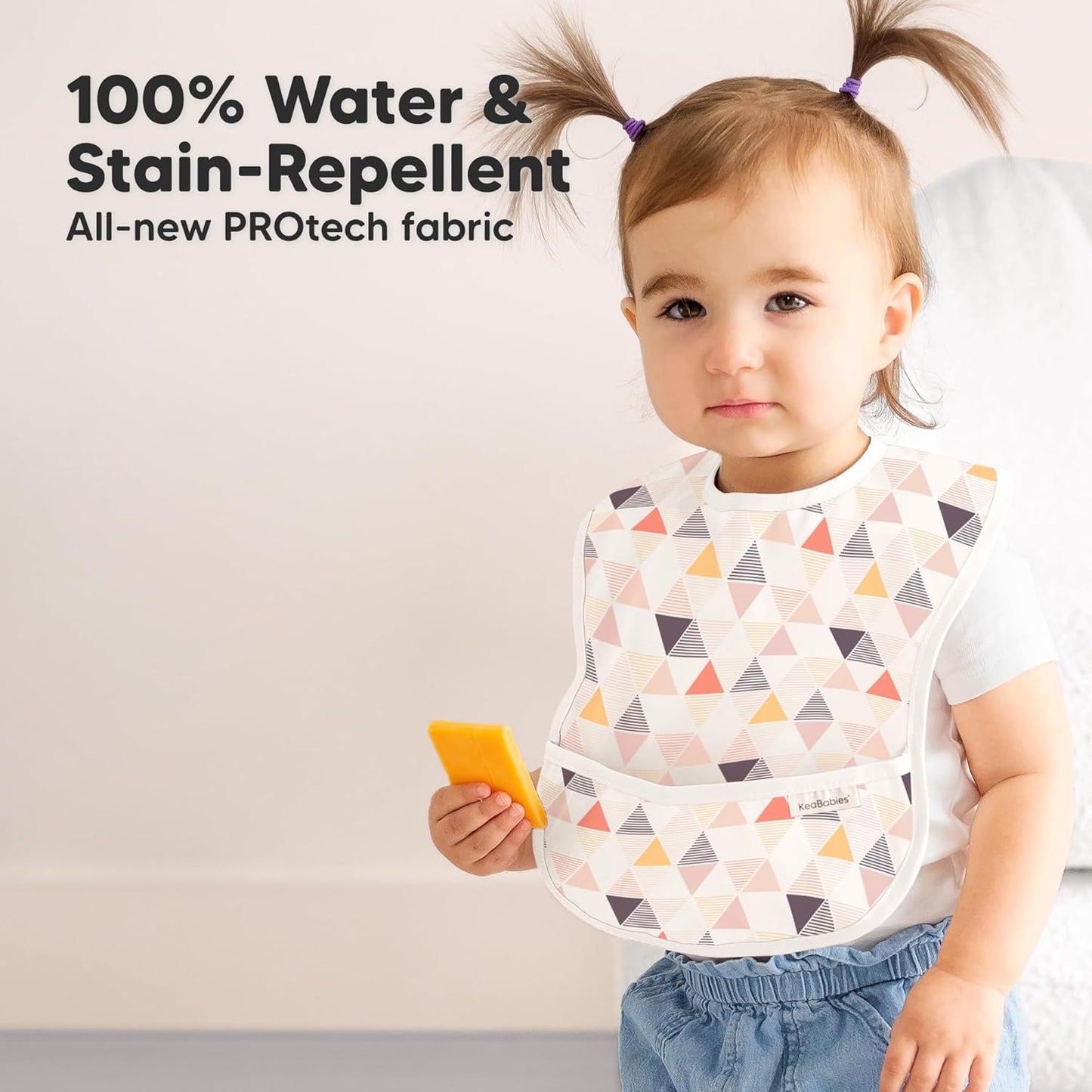 3-Pack Waterproof Baby Bibs for Eating - Lightweight Toddler Feeding Bibs with Large Food Catcher, Mess Proof, Food-Grade Baby Eating Essentials, Easy to Put On & Clean (Prism)