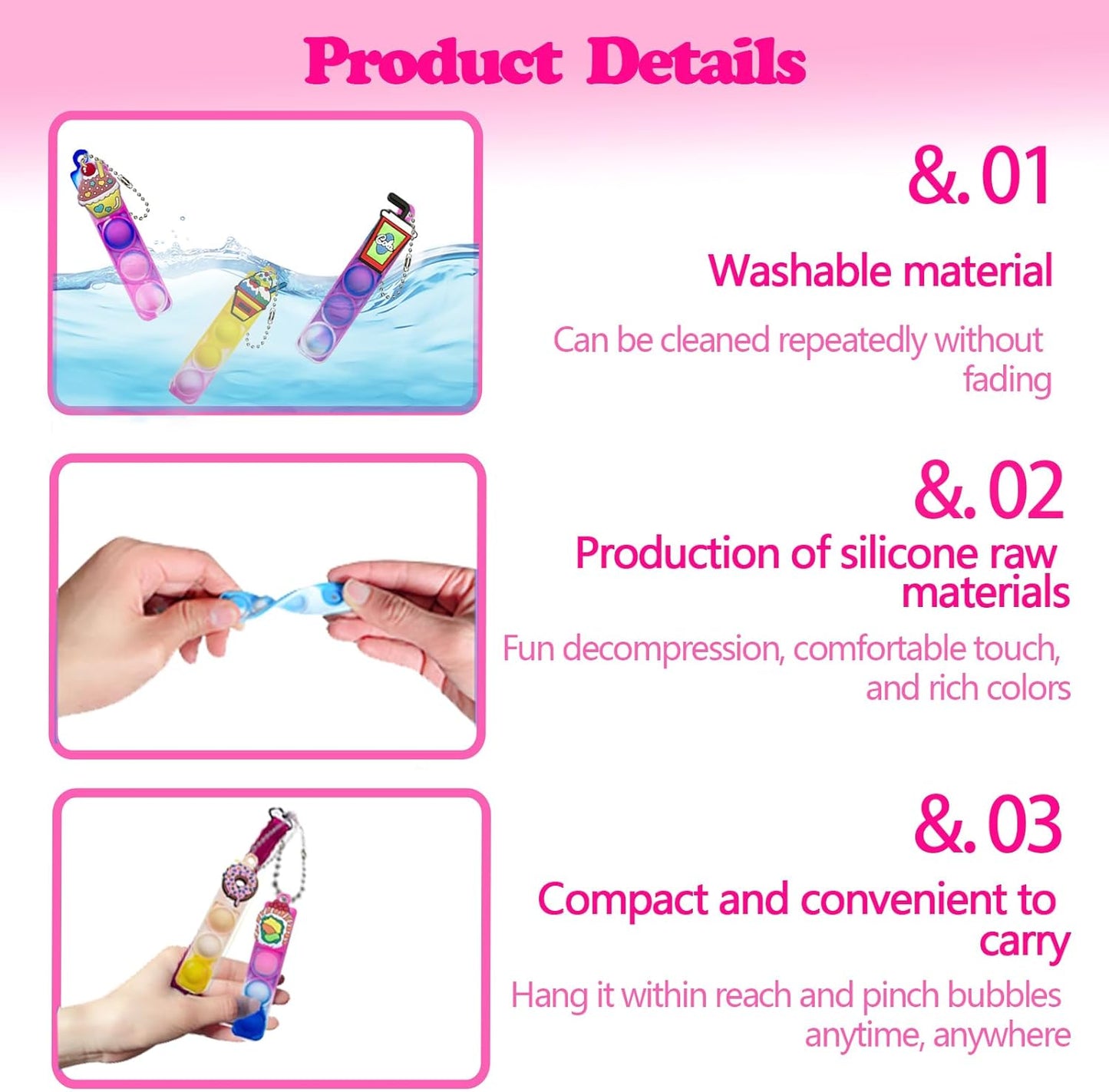 26 Pcs Mini Keychain Pop Fidget Toys for Kids, Birthday Party Favors for 3-5, 4-8, 8-12, Bulk Sensory Toys for Classroom Prizes, Party Supplies for Pinata Stuffers, Carnival Prizes (Snack)