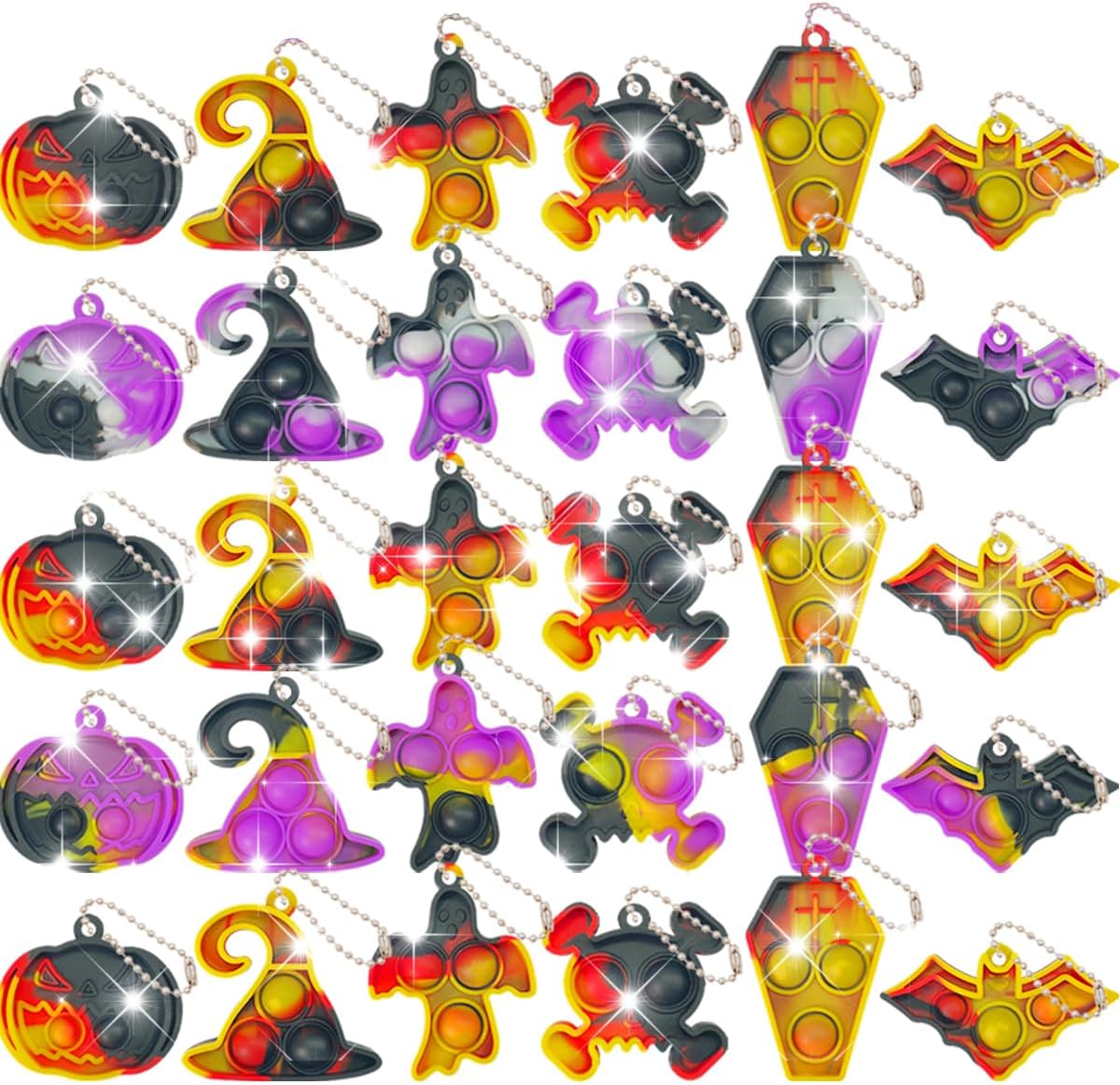 Halloween Party Favors for kids Pop Fidget Toys Bulk It 30 Pack,Halloween Party Supplies Halloween Classroom Favors Mini Pop keychain Its Halloween Prizes for Kids Bulk Halloween Toys Bulk Goodie bag