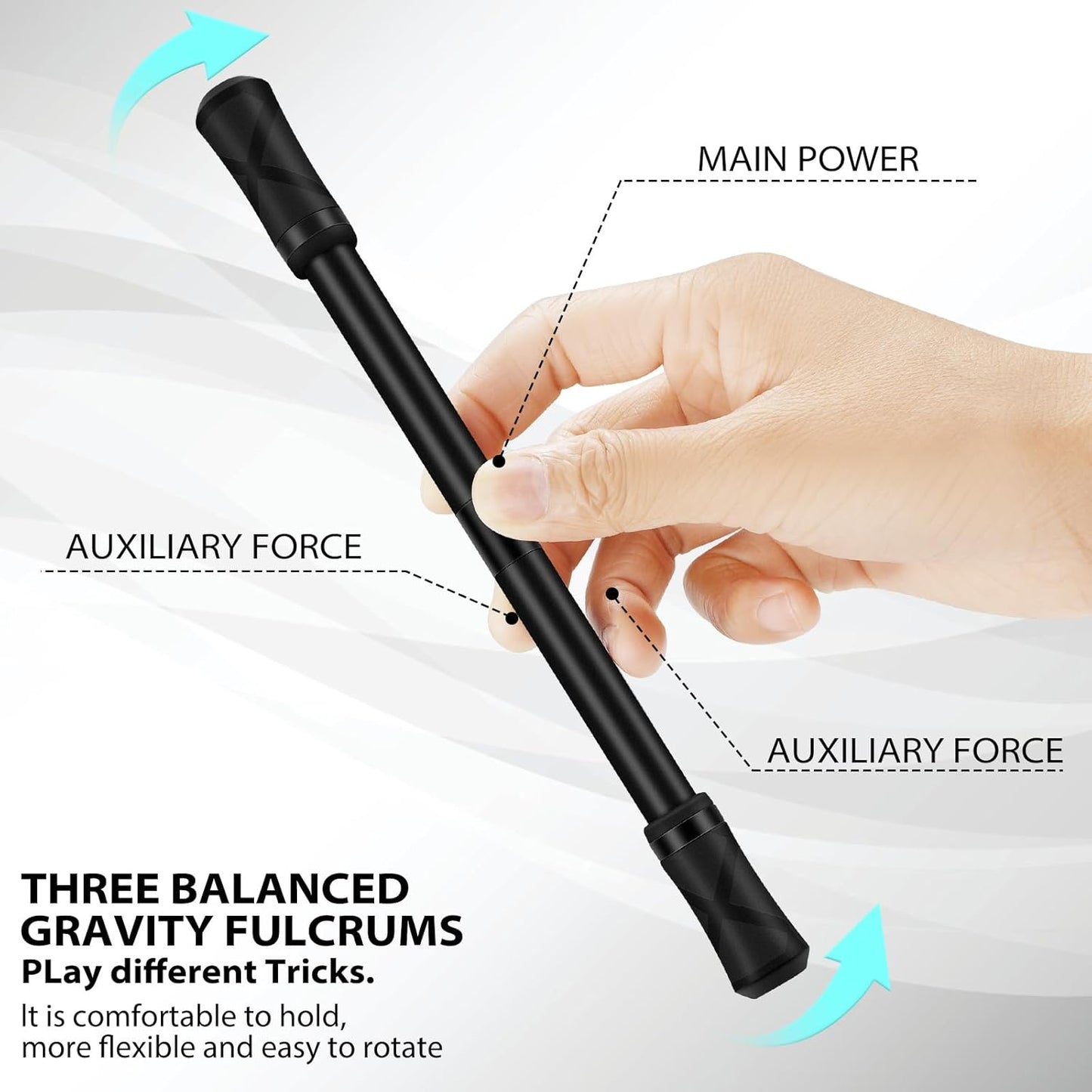 2 Pieces Pen Spinning Spinner Pen Gaming Pen Spinning Mod Gaming Spinning Pens Flying Spinning Pen Finger Rotating Pen for Kids Adults Office Supplies with Instruction Manual (Black)