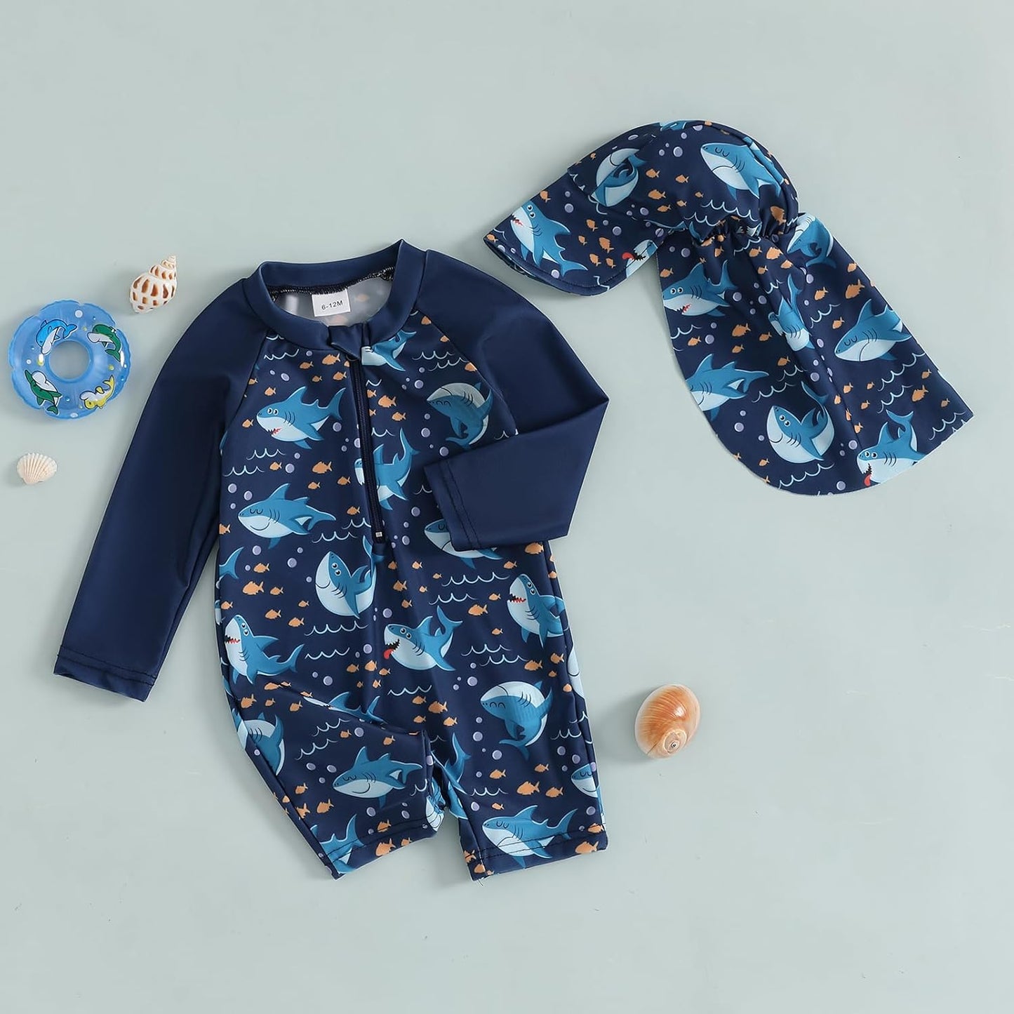 Hnyenmcko Baby/Toddler Boy Rash Guard Swimsuit Long Sleeve One Piece Zipper Swimwear Sunsuit Infant Bathing Suit Beachwear