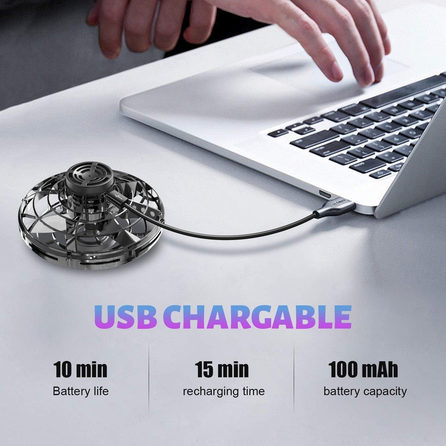 2024 New Flying Spinner Mini Drone Ifly Boomerang Cool Stuff Flying Fidget UFO Toys Exquisite Children's Toys Decompression Toy Delicate Gift Toys for Fidget Spinner Adults Flying Toys (Black)