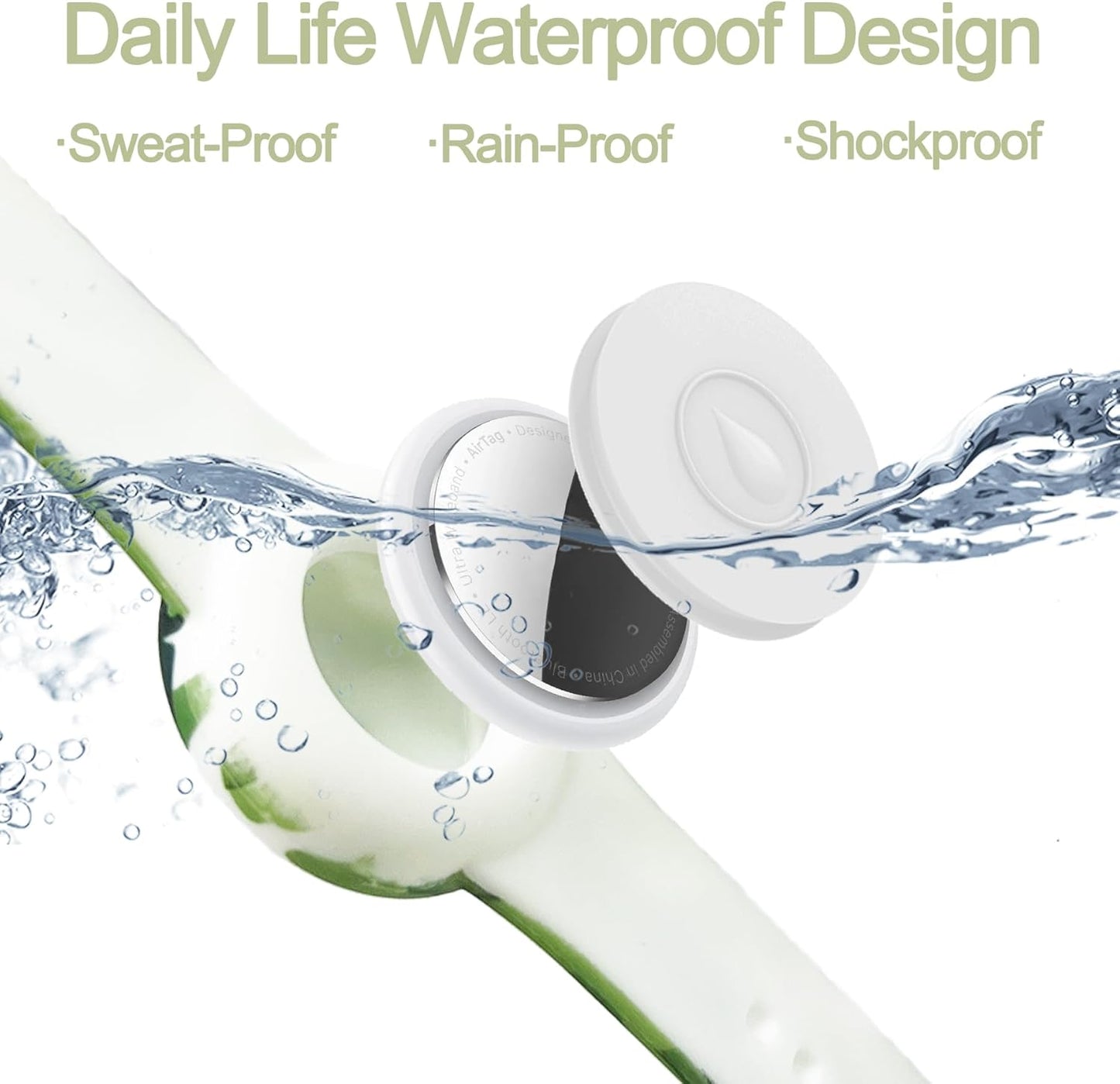 Waterproof AirTag Bracelet for Kids, Hidden Printed Wristband for Apple Air Tag, Silicone AirTag Holder GPS Tracker Case for Band for Child Toddler, Secure Anti-Lost Protection(Blue)