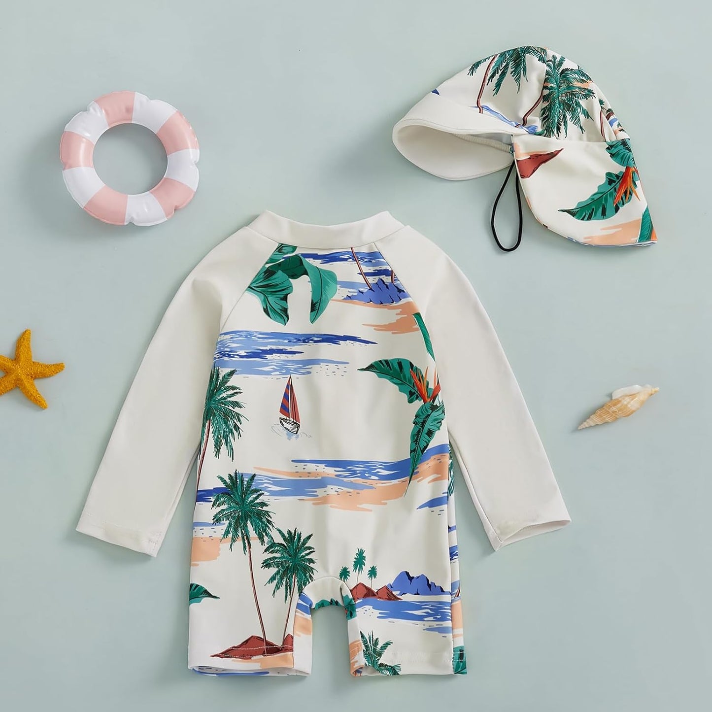 Hnyenmcko Baby/Toddler Boy Rash Guard Swimsuit Long Sleeve One Piece Zipper Swimwear Sunsuit Infant Bathing Suit Beachwear