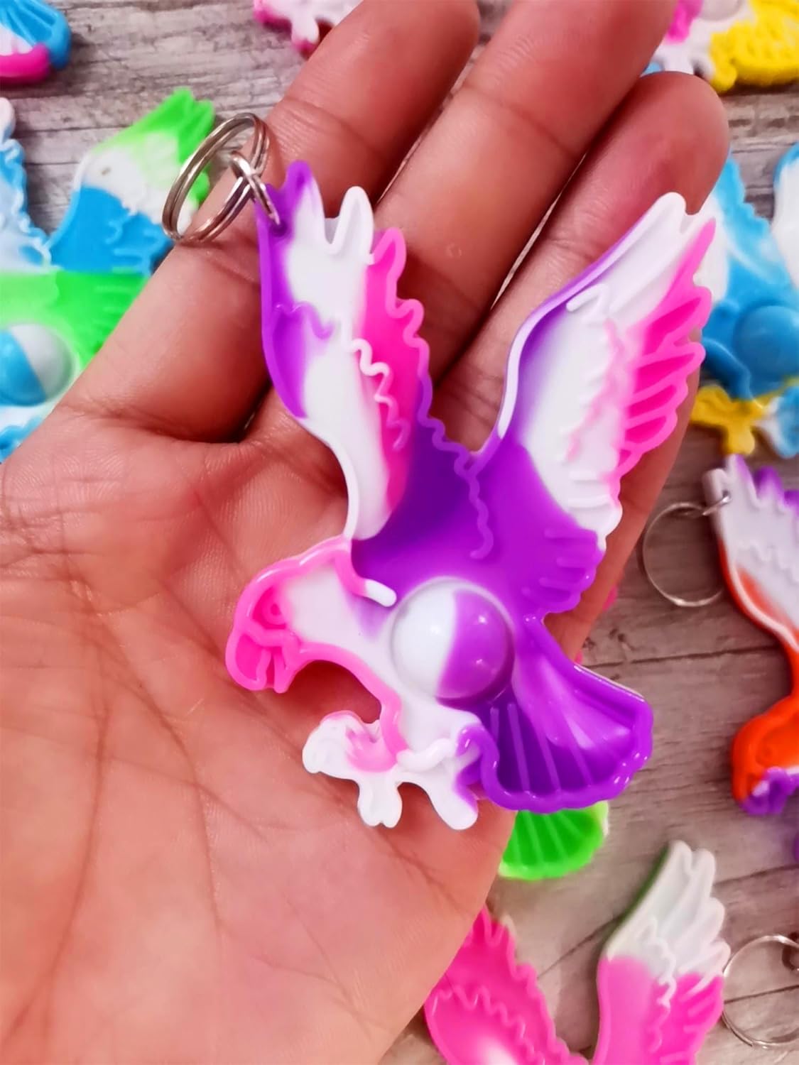 24 Packs Bulk Mini pop Fidget Keychain , Birthday for Boys and Girls Kids Party Favors Supplies and Classroom Student Prize