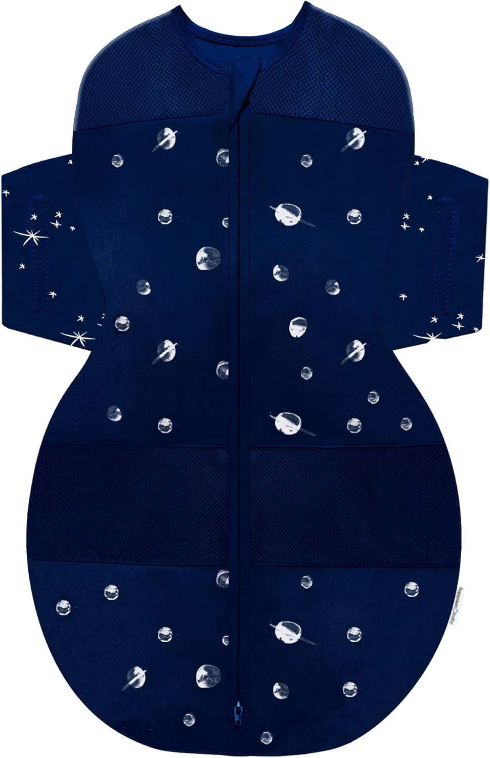 Happiest Baby SNOO Sleep Sack - 100% Organic Cotton Baby Swaddle Blanket - Doctor Designed Promotes Healthy Hip Development (Midnight Planets, Large)