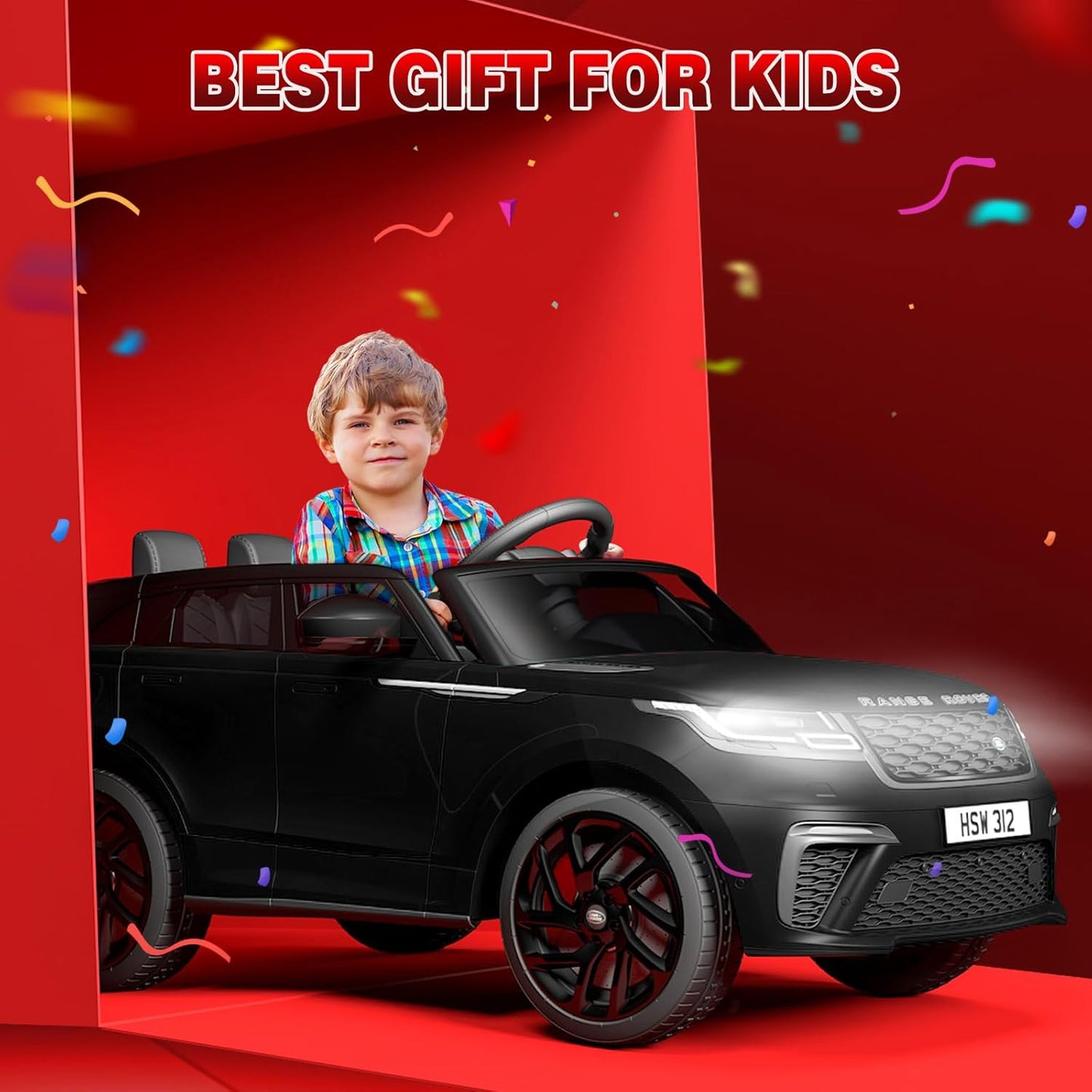 Hetoy Kids Ride On Car with Remote, Licensed Land Rover Kids Electric Car, Ride On Toys for Kids 3-8 with Mp3 Player, Rocking, Pull Rod, Black